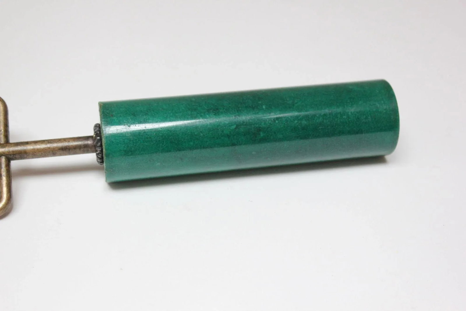 Vintage Italian Malachite Green Goatskin and Brass Bottle Opener by Aldo Tura - 6