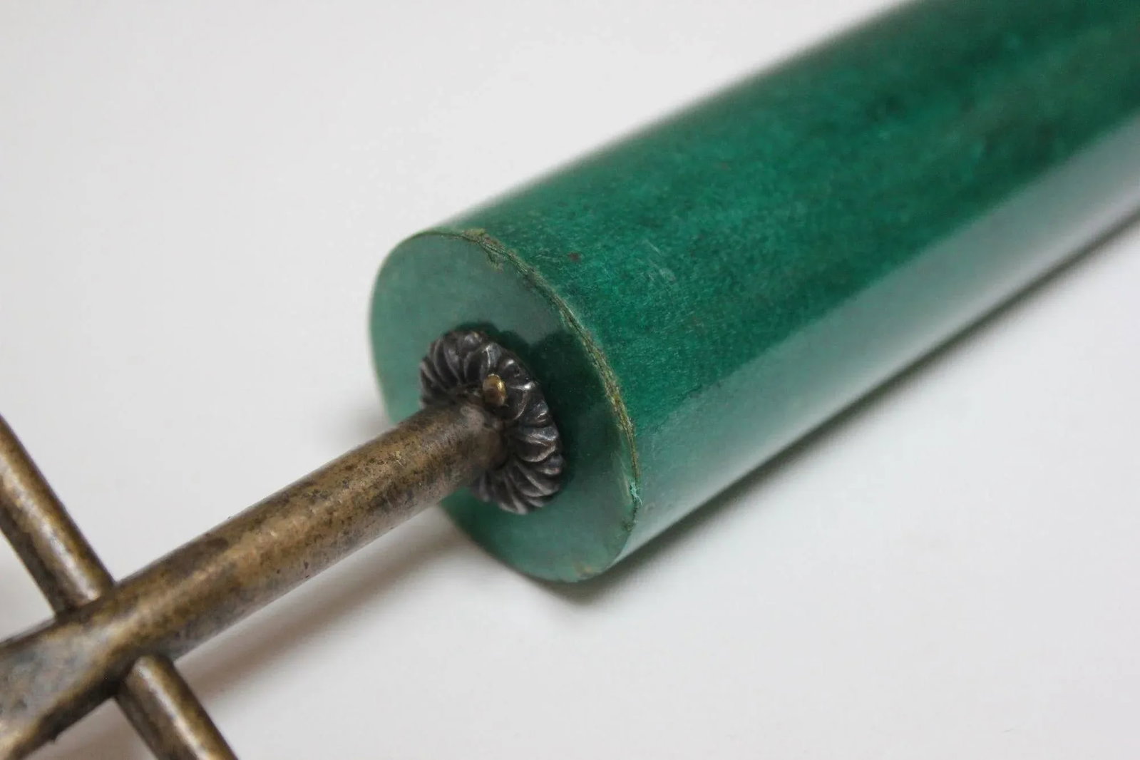 Vintage Italian Malachite Green Goatskin and Brass Bottle Opener by Aldo Tura - 8