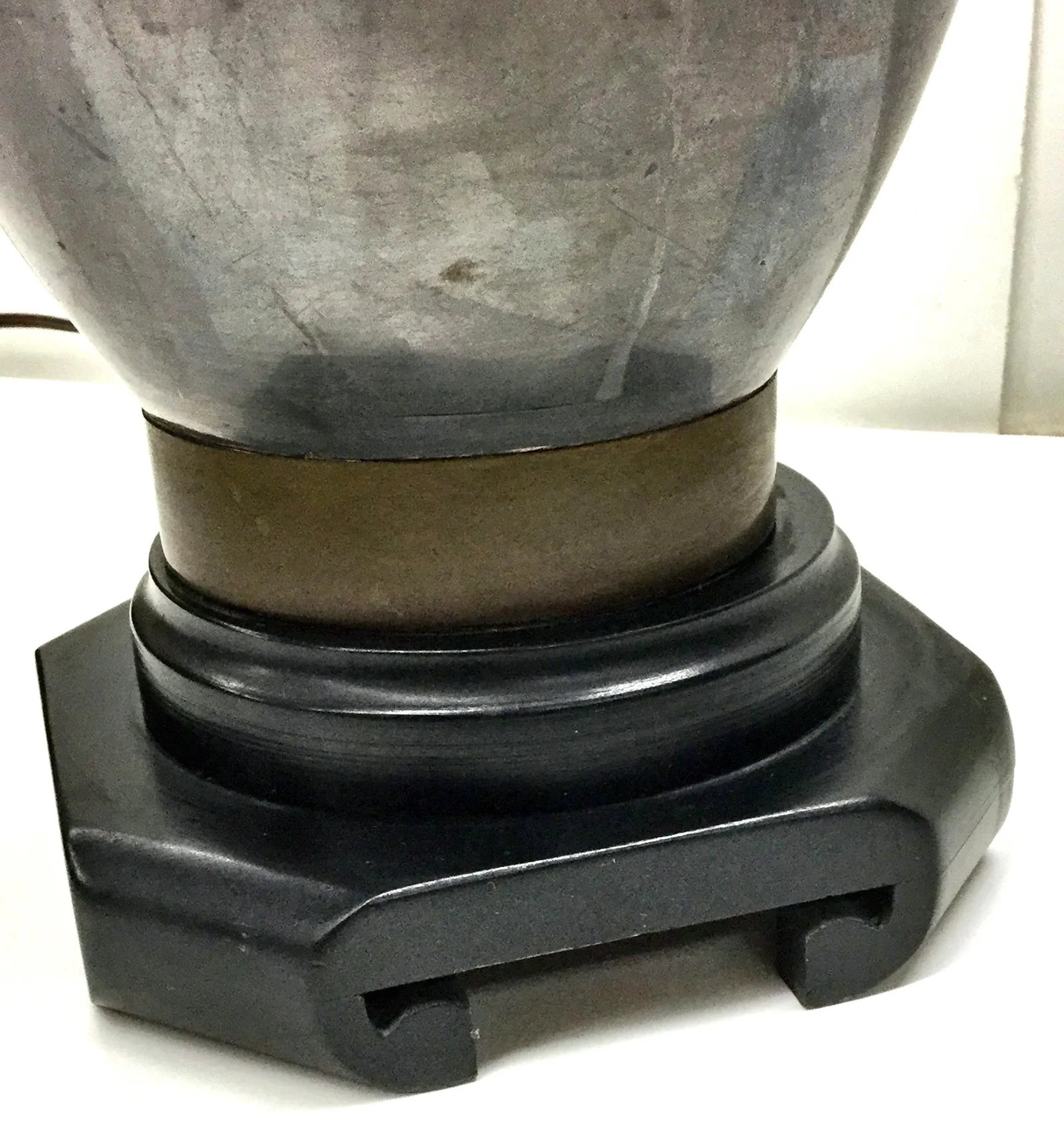 1960s Large Frederick Cooper Pewter Brutalist Table Lamp - 8