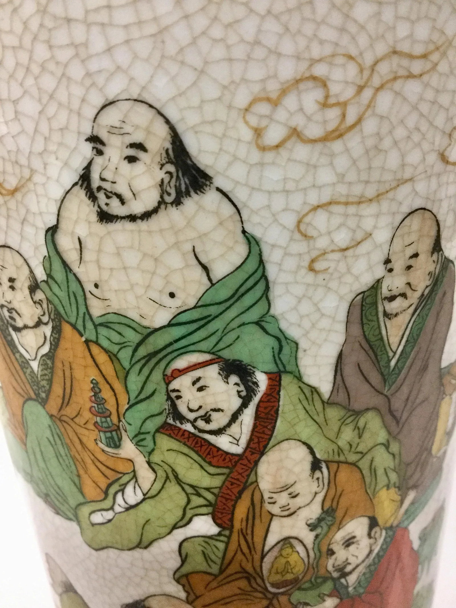 1970s Vintage Chinese Porcelain Cylindrical Hand Painted Vessel - 4