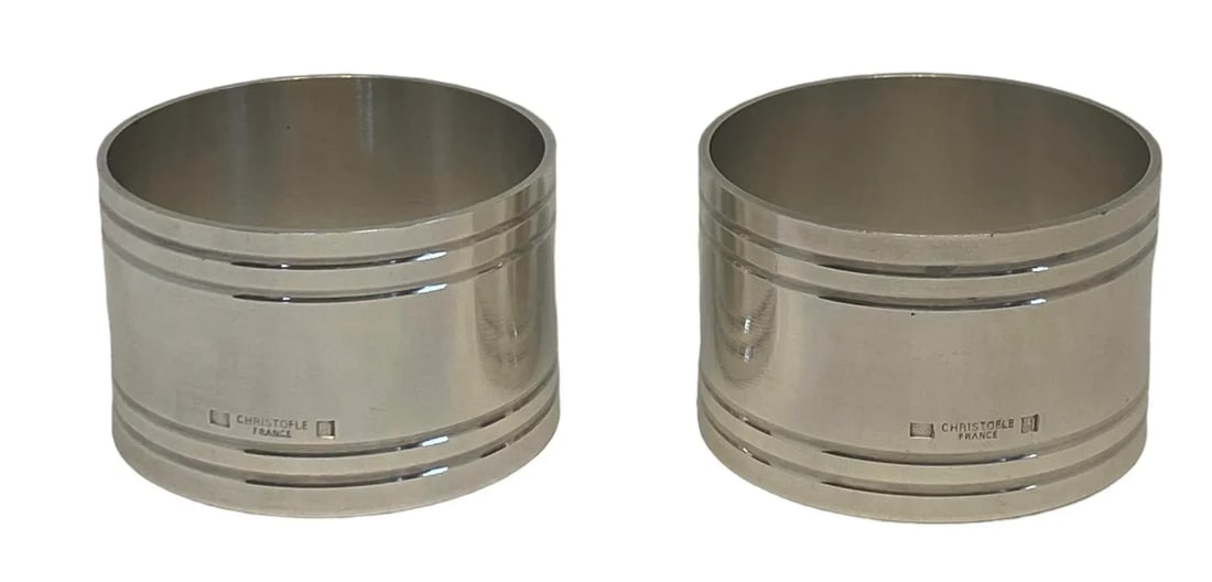 Late 20th Century Christofle Nathalie Silver-Plated Napkin Rings - Set of 2 - 2