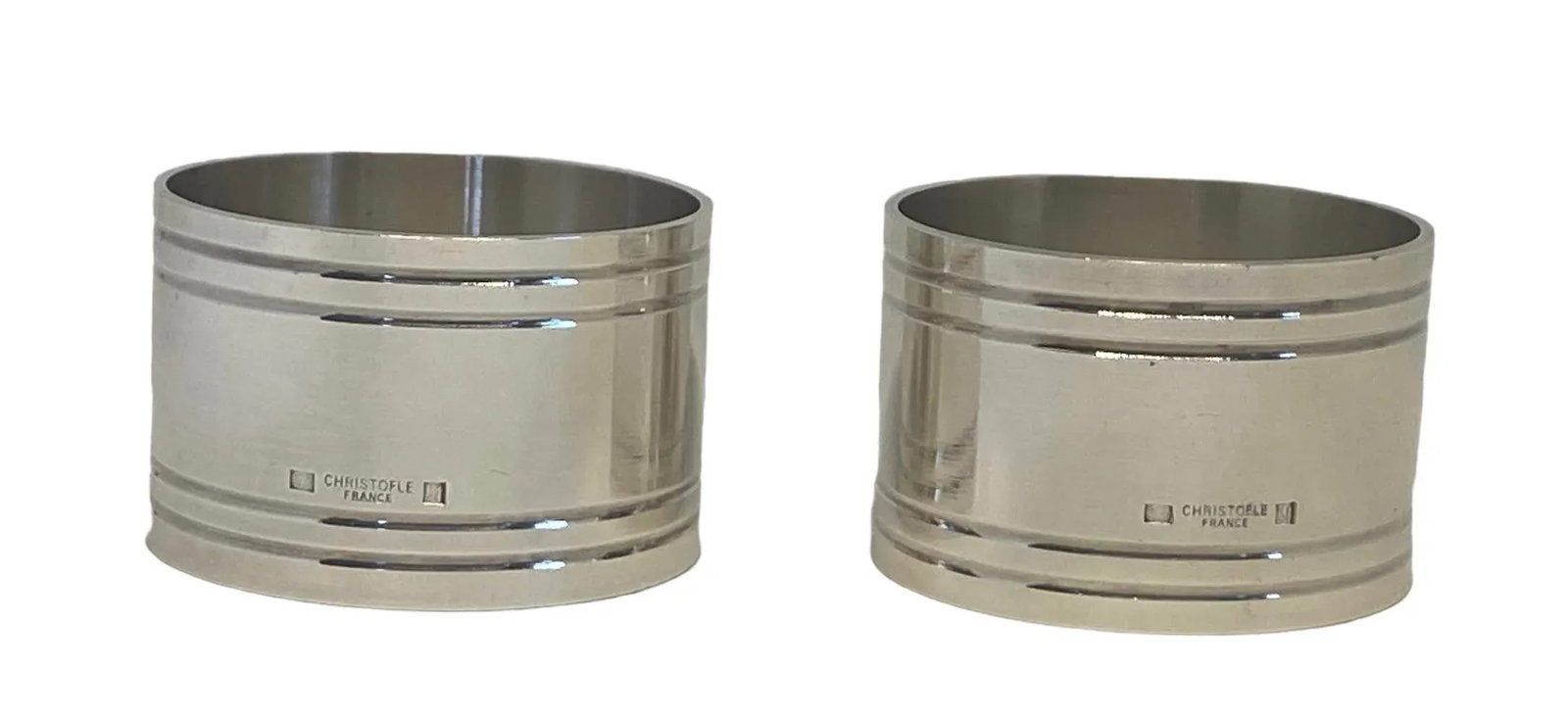 Late 20th Century Christofle Nathalie Silver-Plated Napkin Rings - Set of 2 - 3