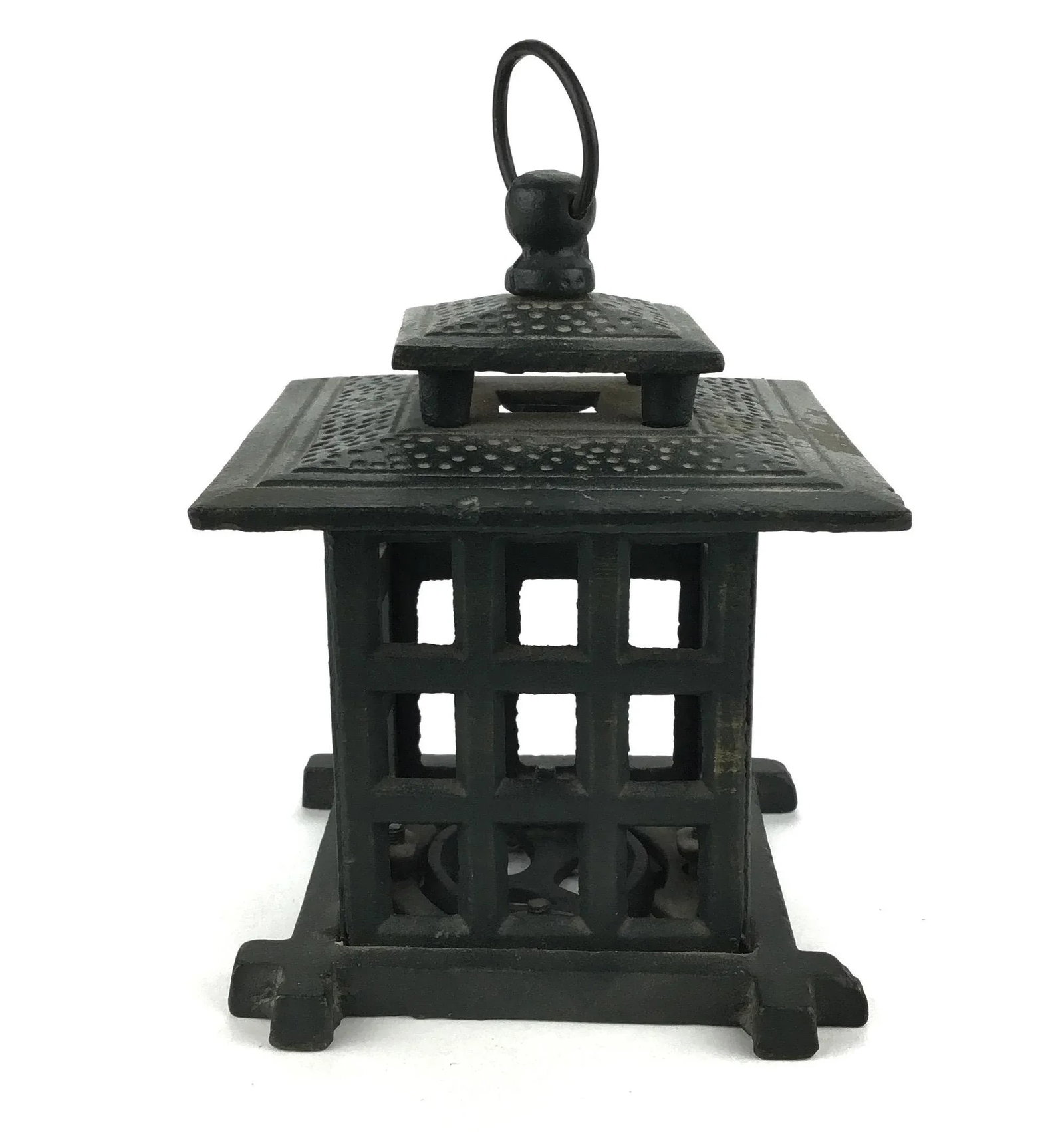 Heavy Vintage Wrought Iron Hanging Votive Candle Holder - 12