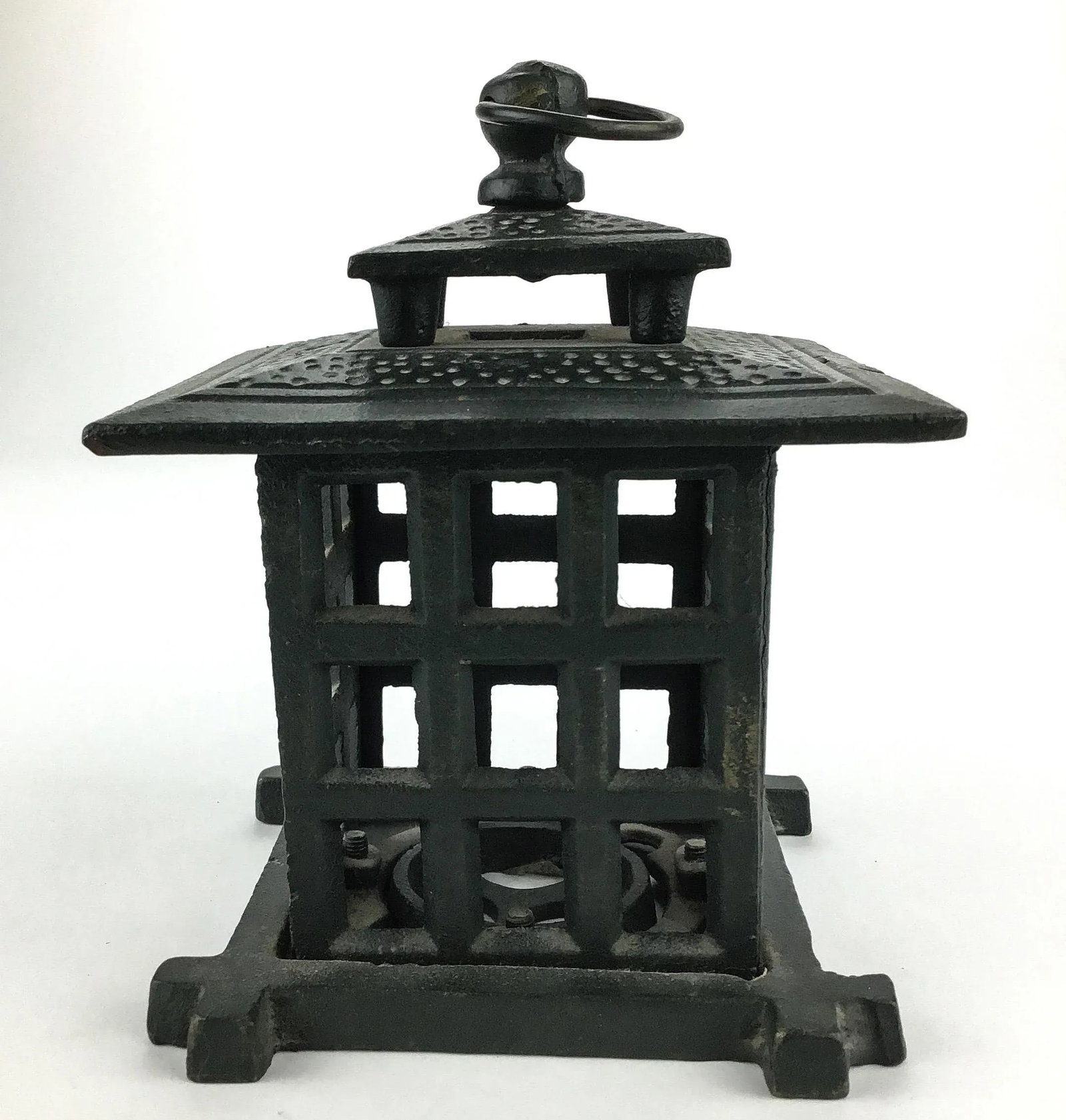 Heavy Vintage Wrought Iron Hanging Votive Candle Holder - 2