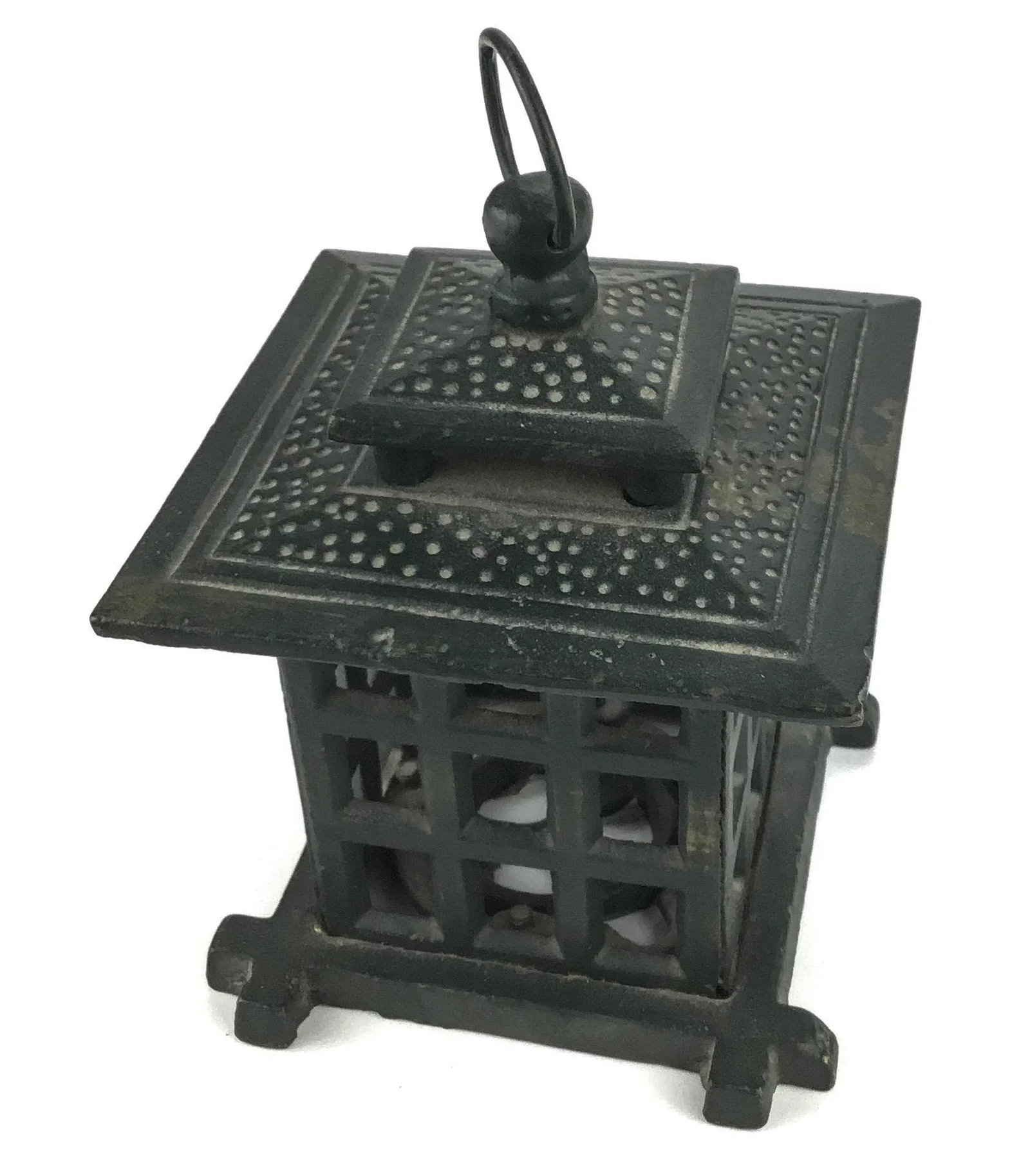 Heavy Vintage Wrought Iron Hanging Votive Candle Holder - 3