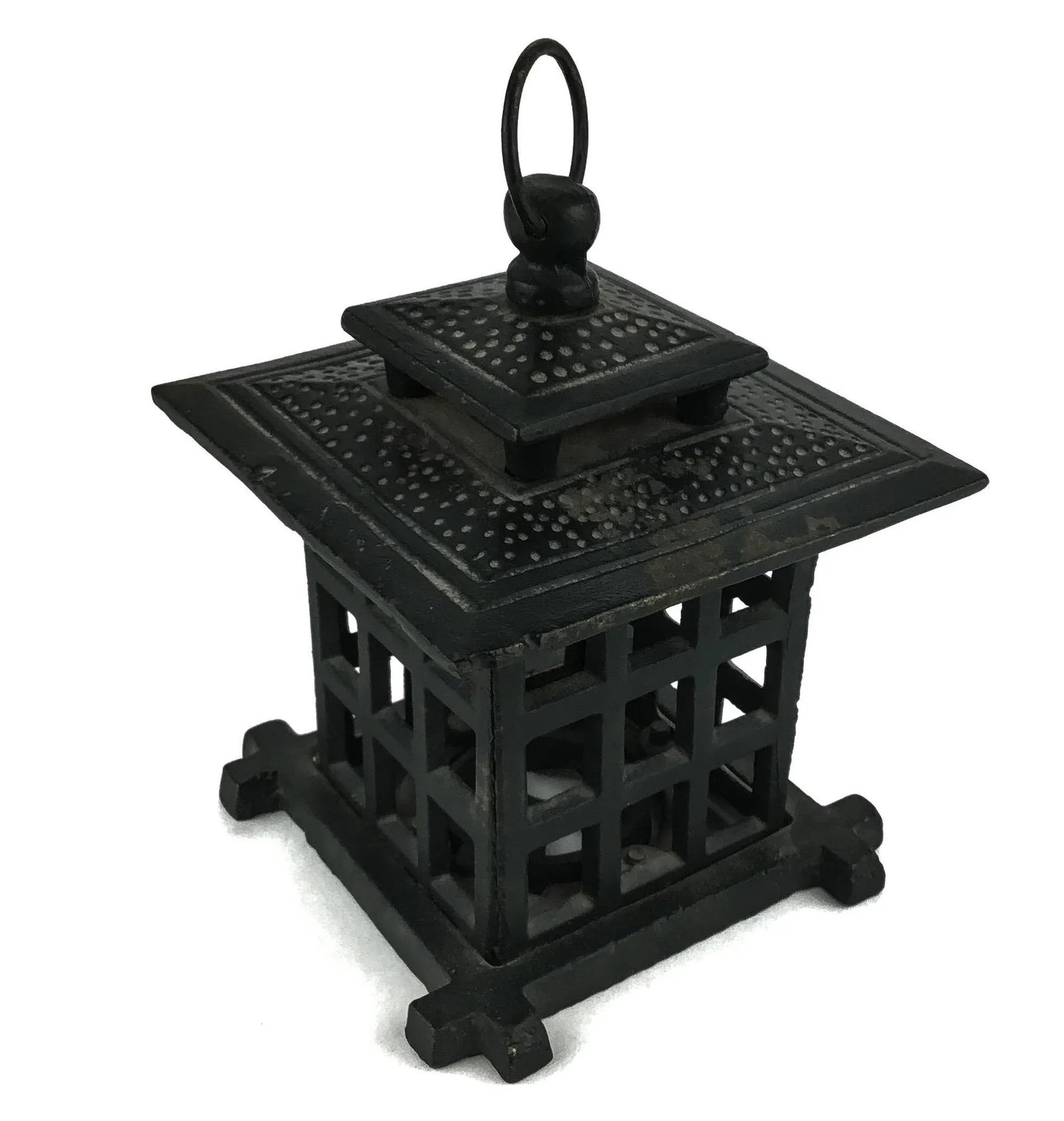 Heavy Vintage Wrought Iron Hanging Votive Candle Holder - 4