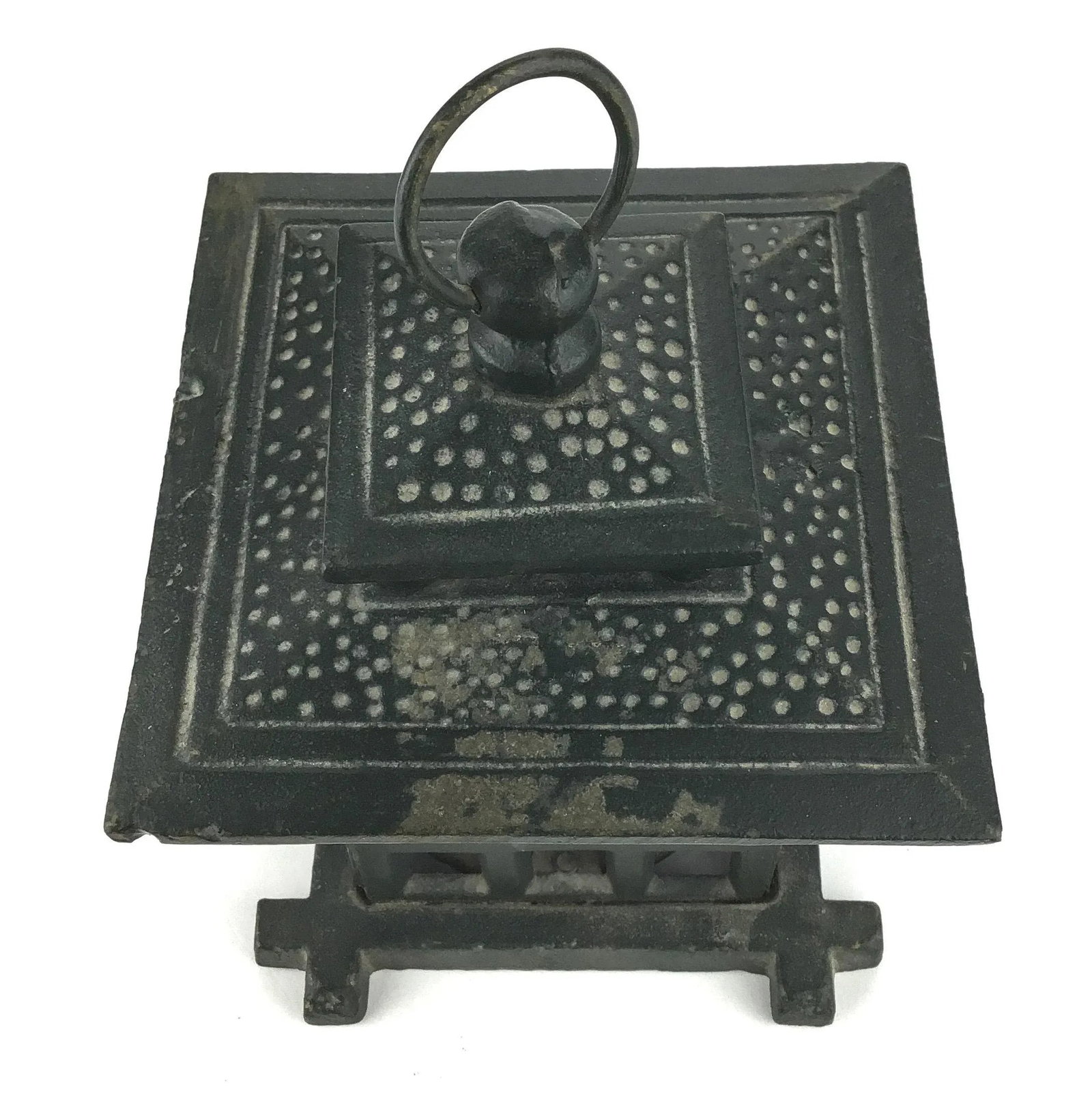 Heavy Vintage Wrought Iron Hanging Votive Candle Holder - 5