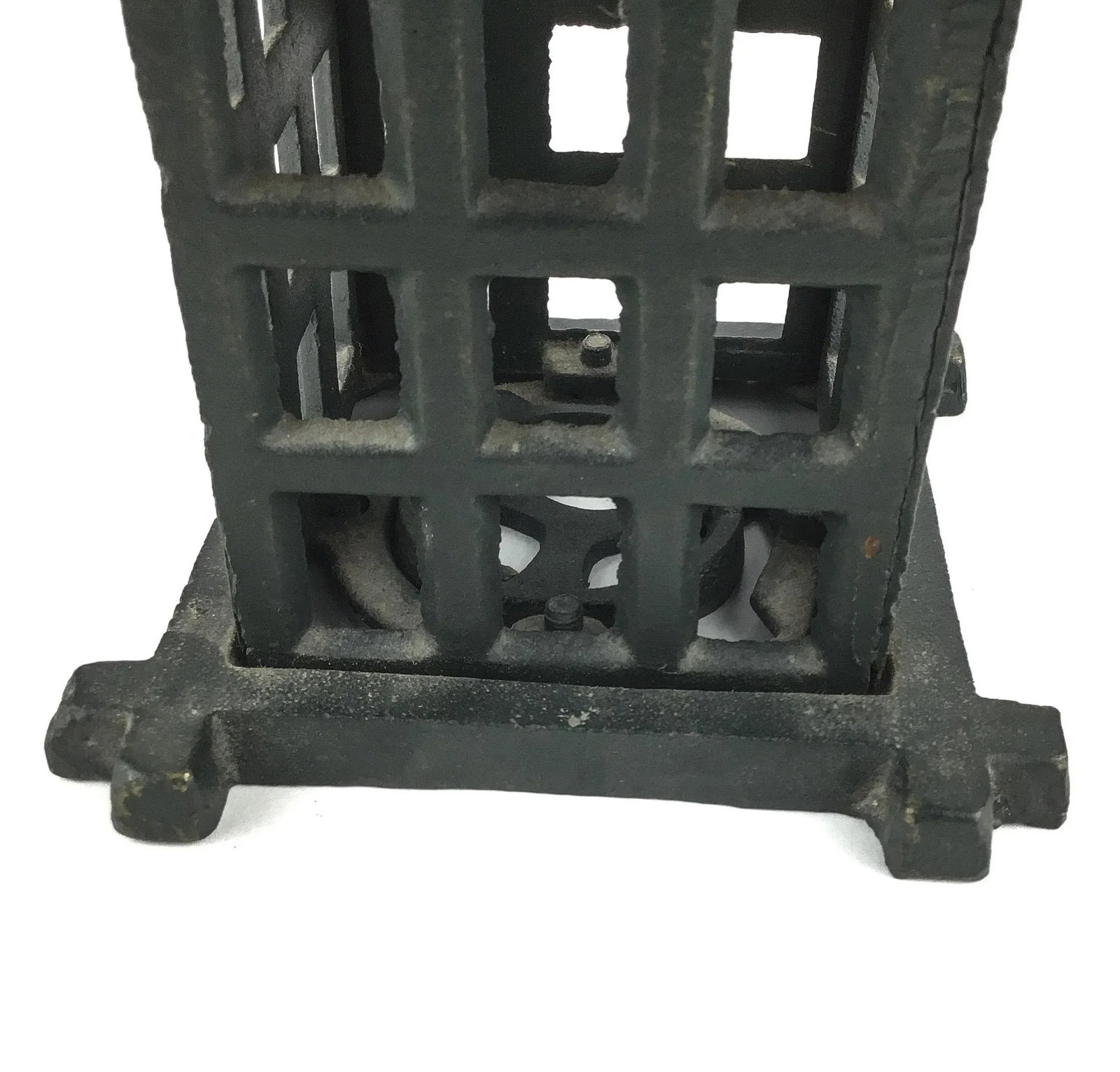 Heavy Vintage Wrought Iron Hanging Votive Candle Holder - 6