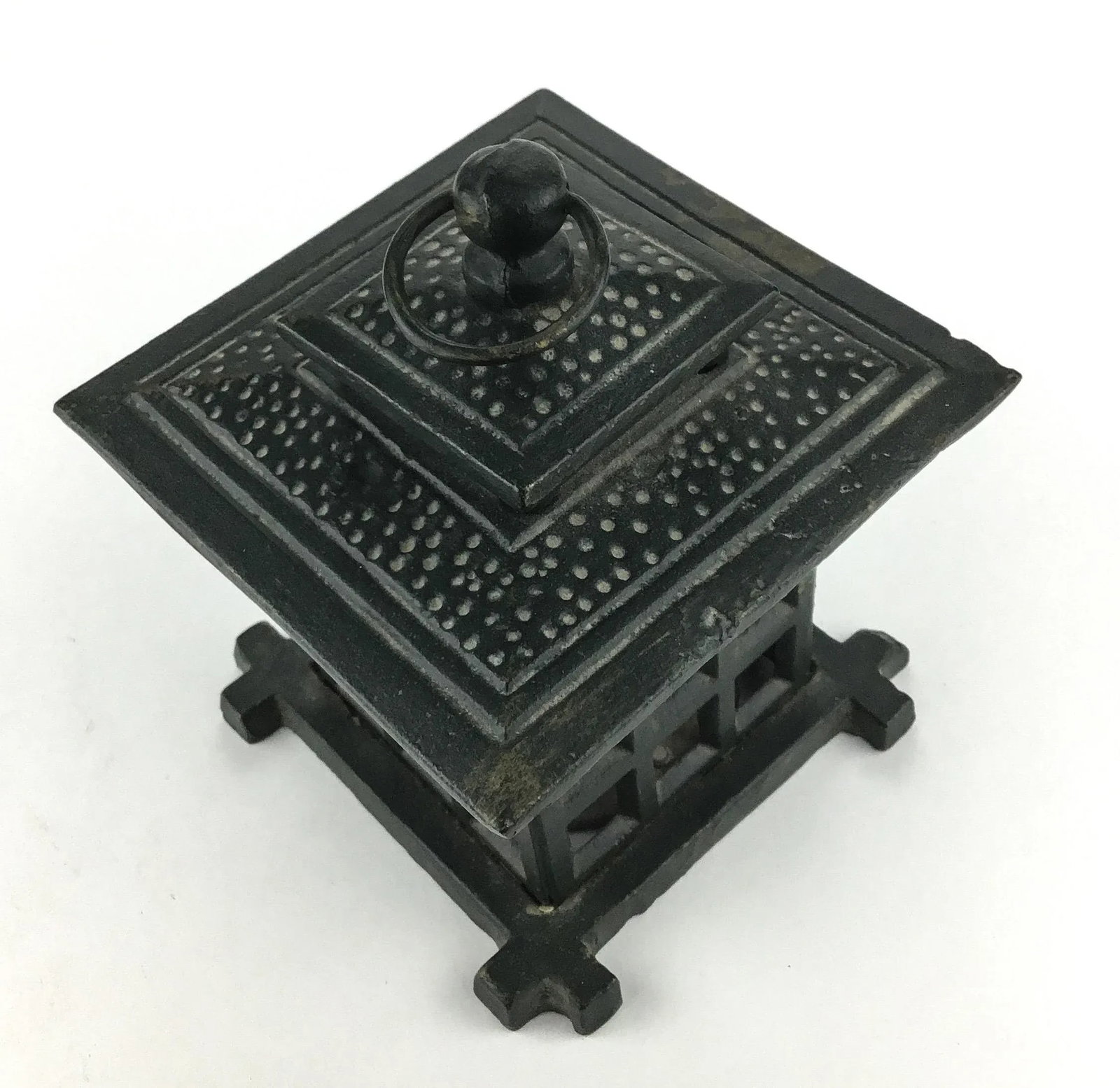 Heavy Vintage Wrought Iron Hanging Votive Candle Holder - 7