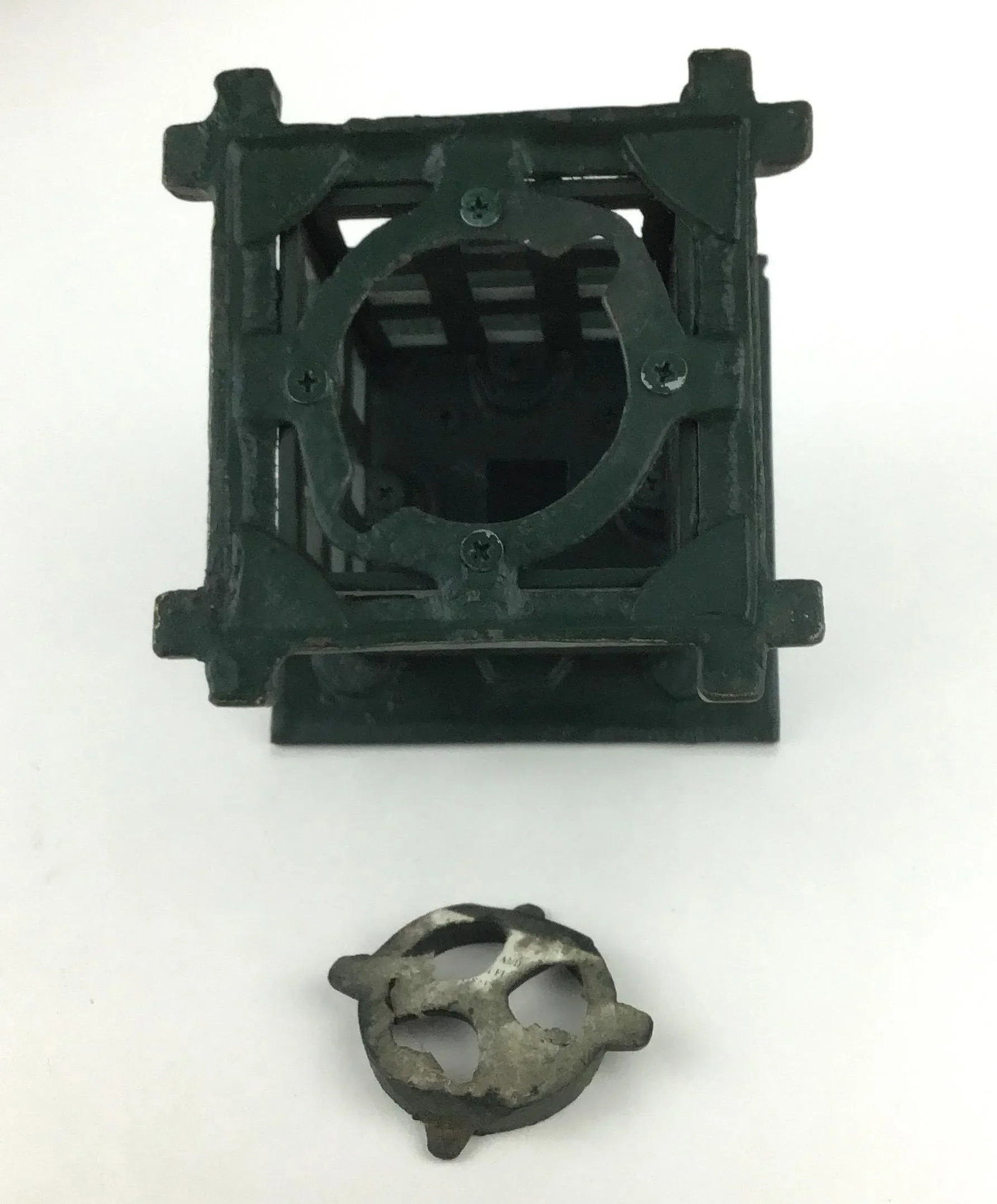 Heavy Vintage Wrought Iron Hanging Votive Candle Holder - 9