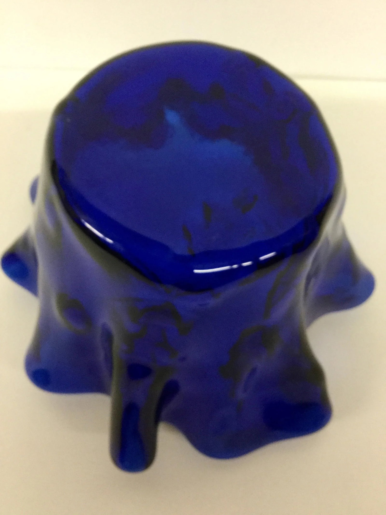 Vintage Cobalt Glass Ruffled Vase - 6