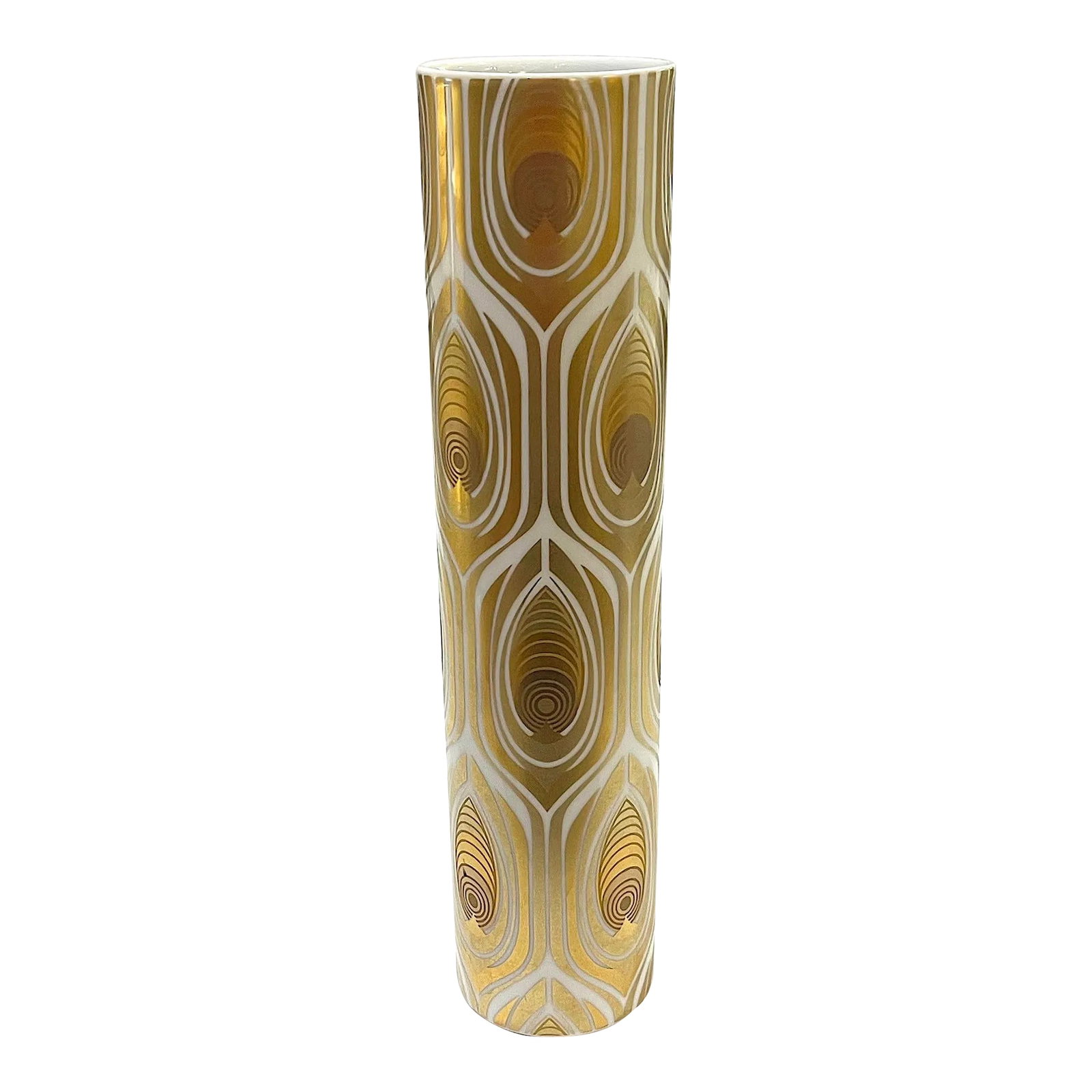 1970s Rosenthal Studio Line Gold "Peacock Feather" Vase by Bjorn Wiinblad (1 of 9)