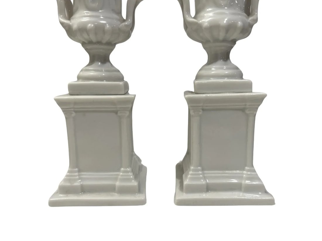 Pair, Cabinet of Curiosity Neoclassical Style Blanc De Chine Porcelain Urns - 4