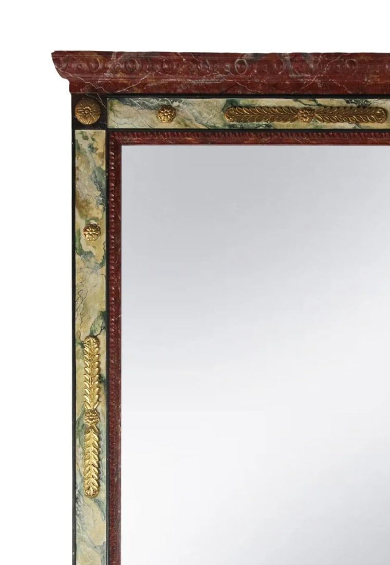 Retro Design Regency Style Gilded and Trompe l'Oeil Marble Mirror - 3