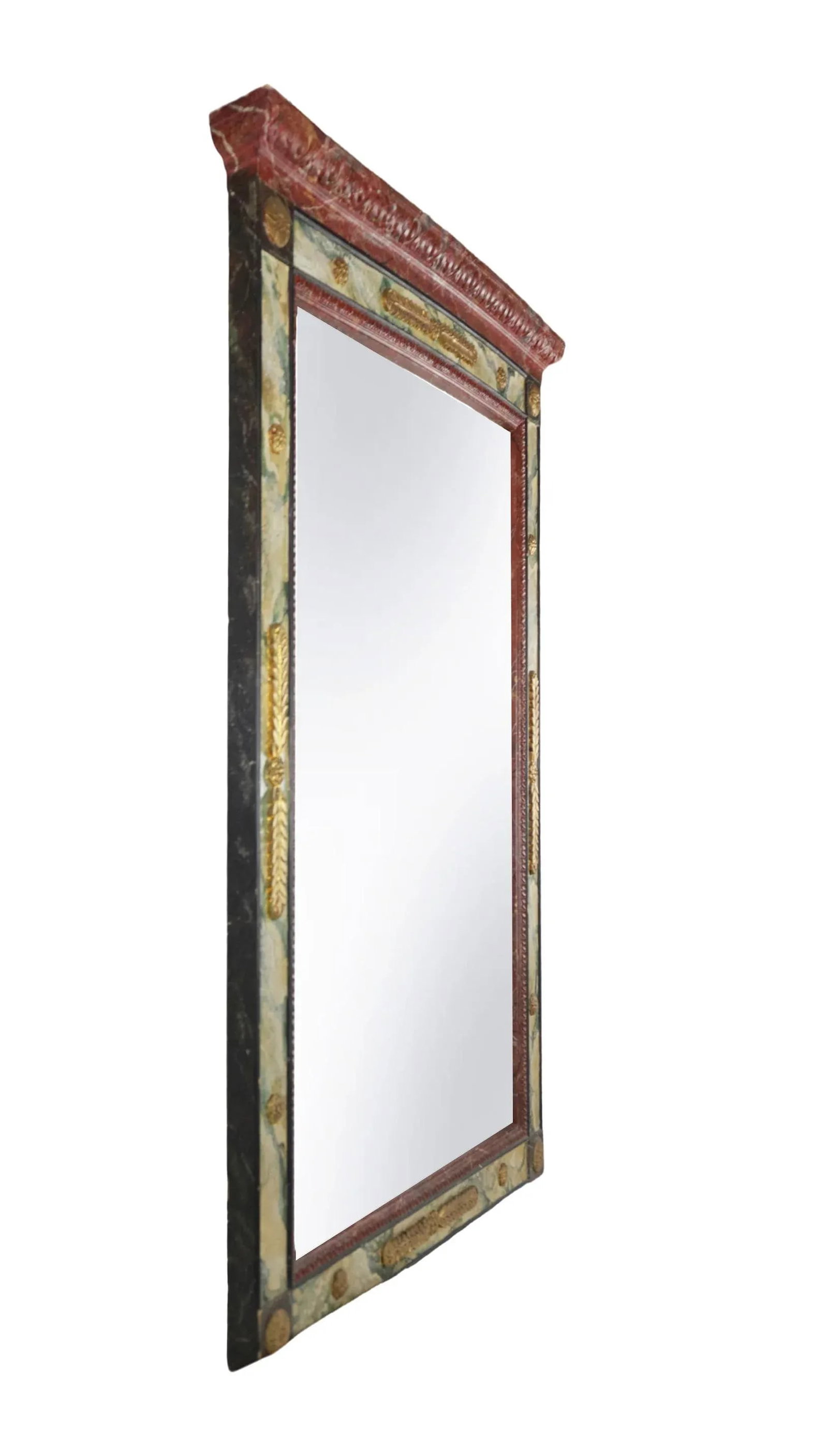 Retro Design Regency Style Gilded and Trompe l'Oeil Marble Mirror - 4