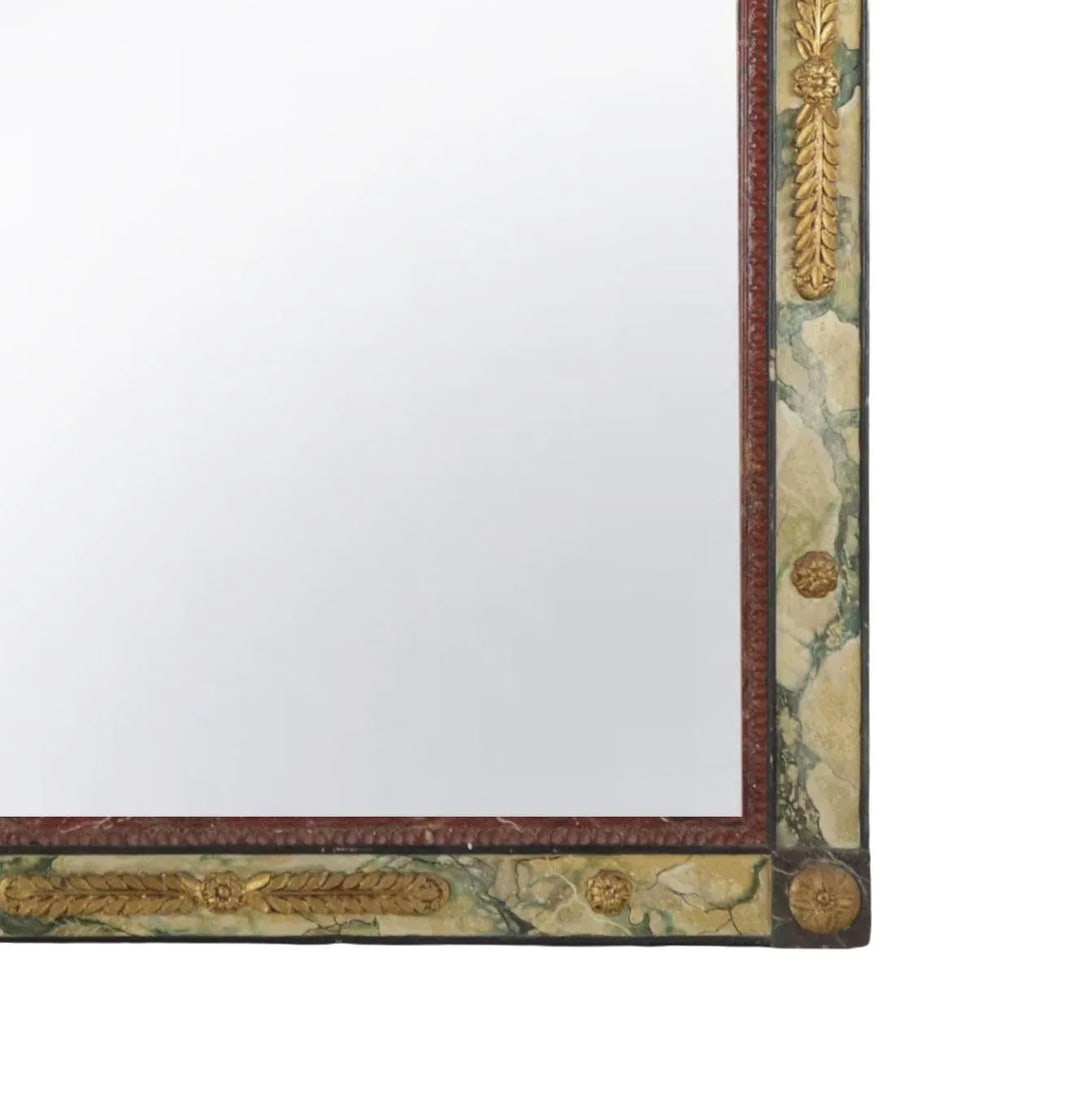 Retro Design Regency Style Gilded and Trompe l'Oeil Marble Mirror - 5