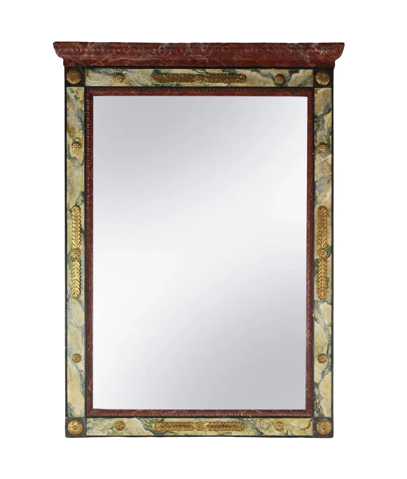 Retro Design Regency Style Gilded and Trompe l'Oeil Marble Mirror - 9