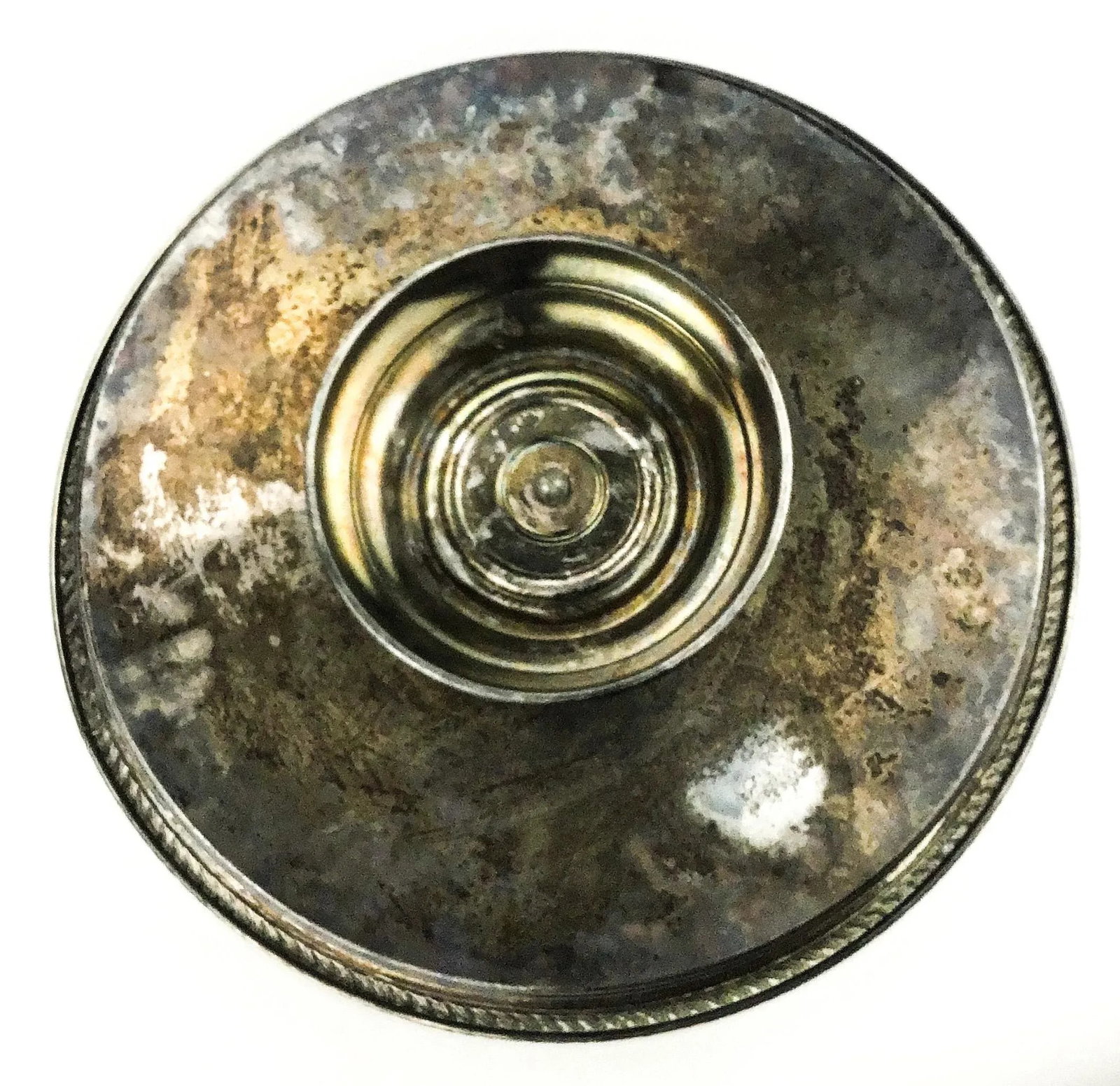 Vintage Silver Plate Turning Lazy Susan Display Tray - 10