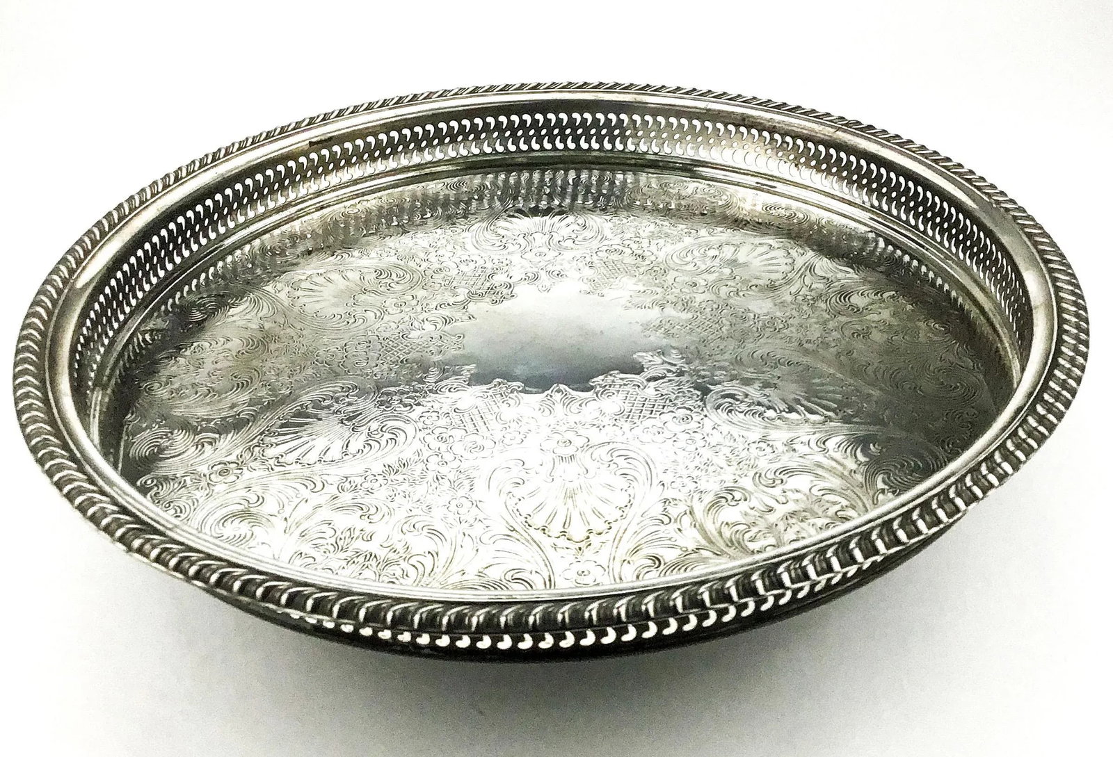Vintage Silver Plate Turning Lazy Susan Display Tray - 13