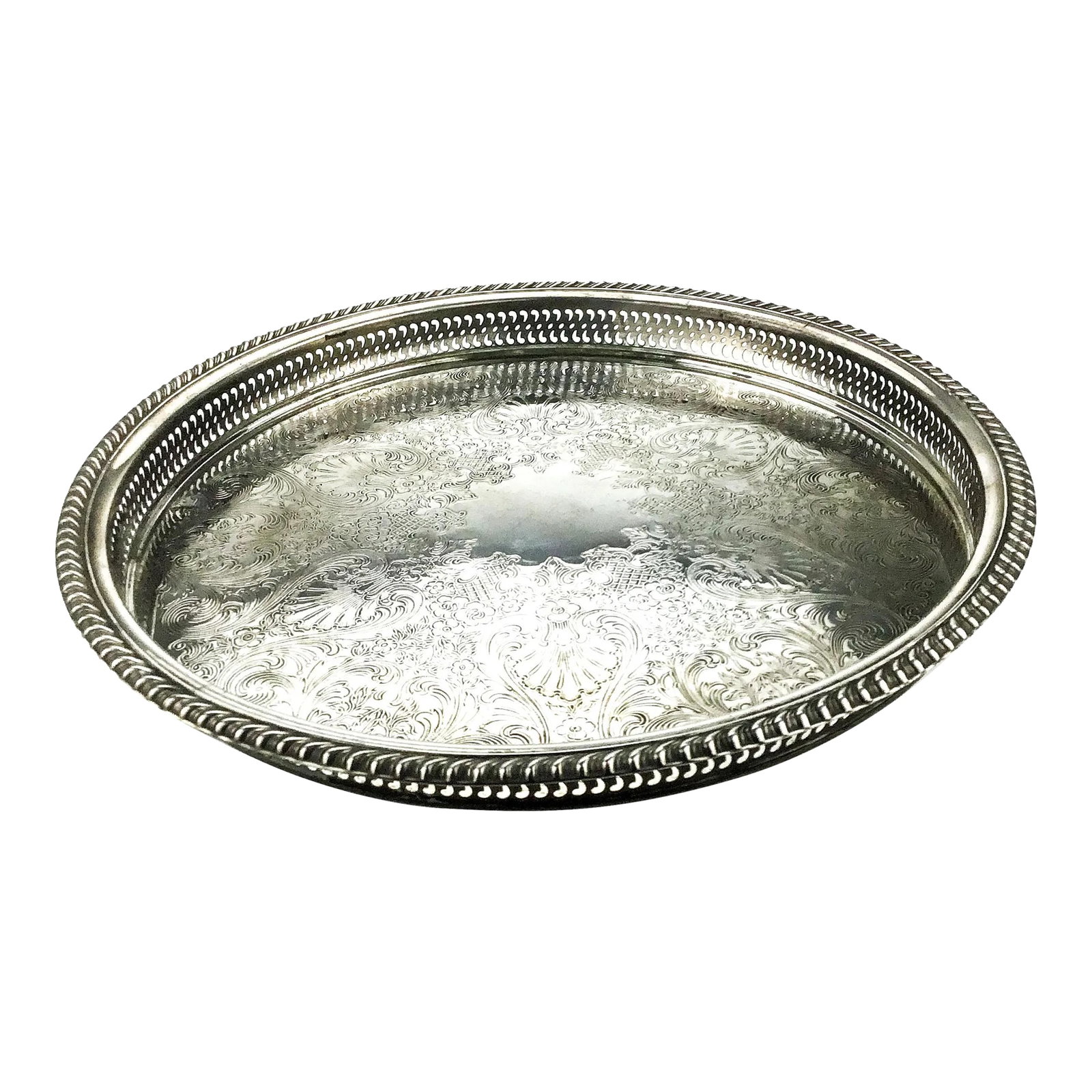 Vintage Silver Plate Turning Lazy Susan Display Tray: I only spent about 15 minutes cleaning up the top tarnish on this piece. If you put your back into it, the entire thing can look super shiny. Not all Silver Plate is created equal. There are no maker
