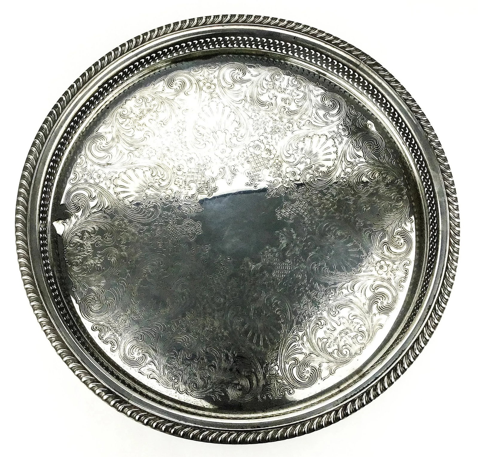 Vintage Silver Plate Turning Lazy Susan Display Tray - 3
