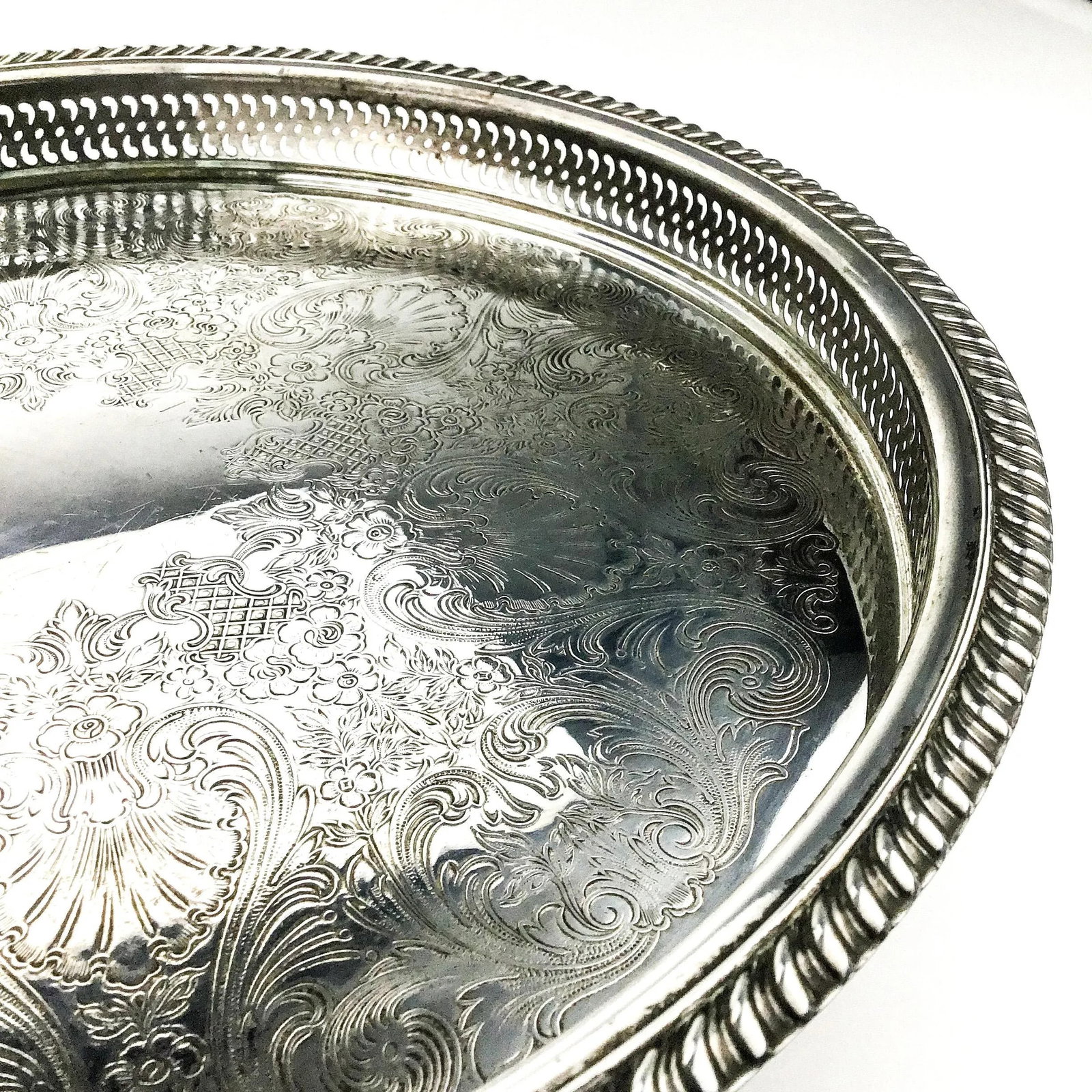 Vintage Silver Plate Turning Lazy Susan Display Tray - 4