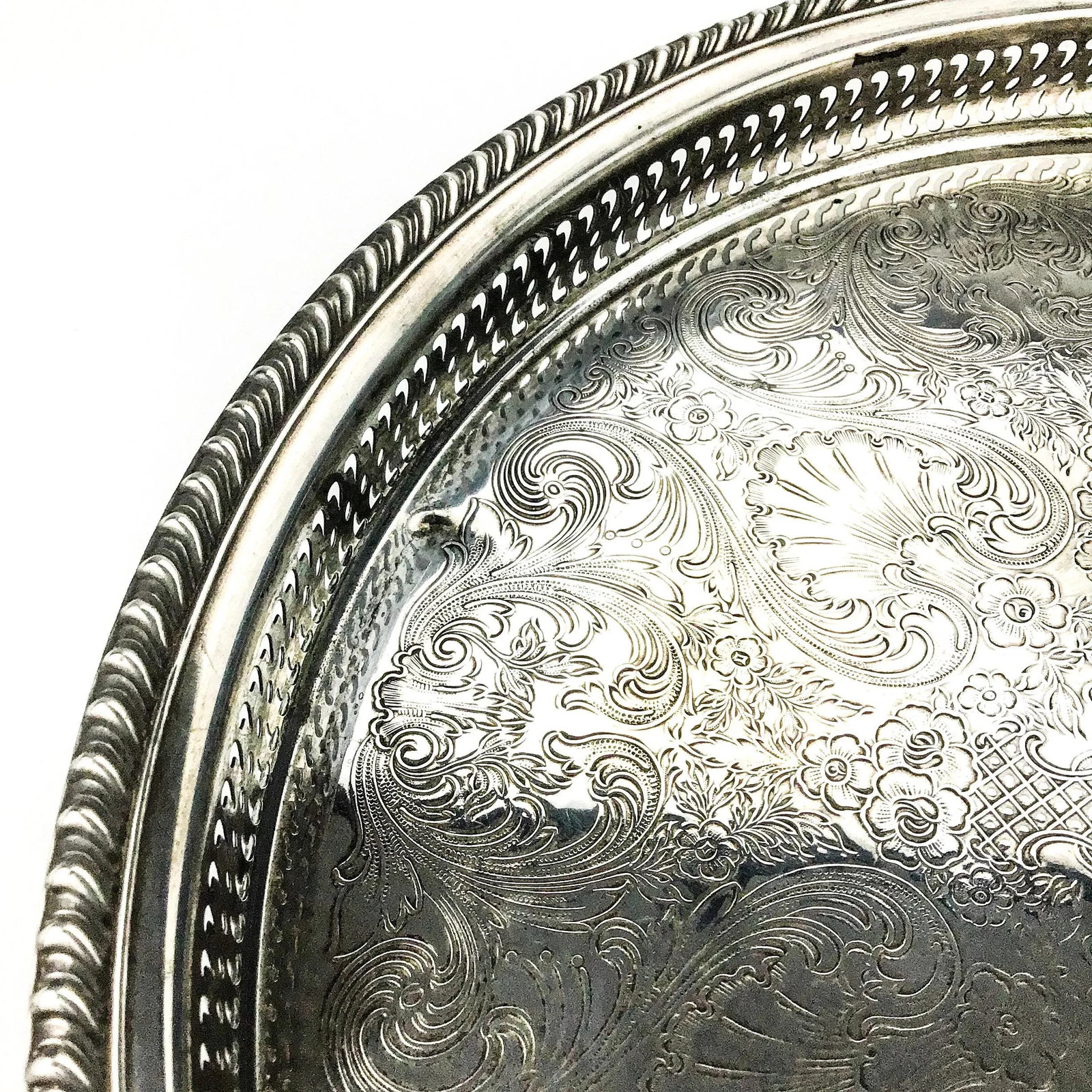 Vintage Silver Plate Turning Lazy Susan Display Tray - 6