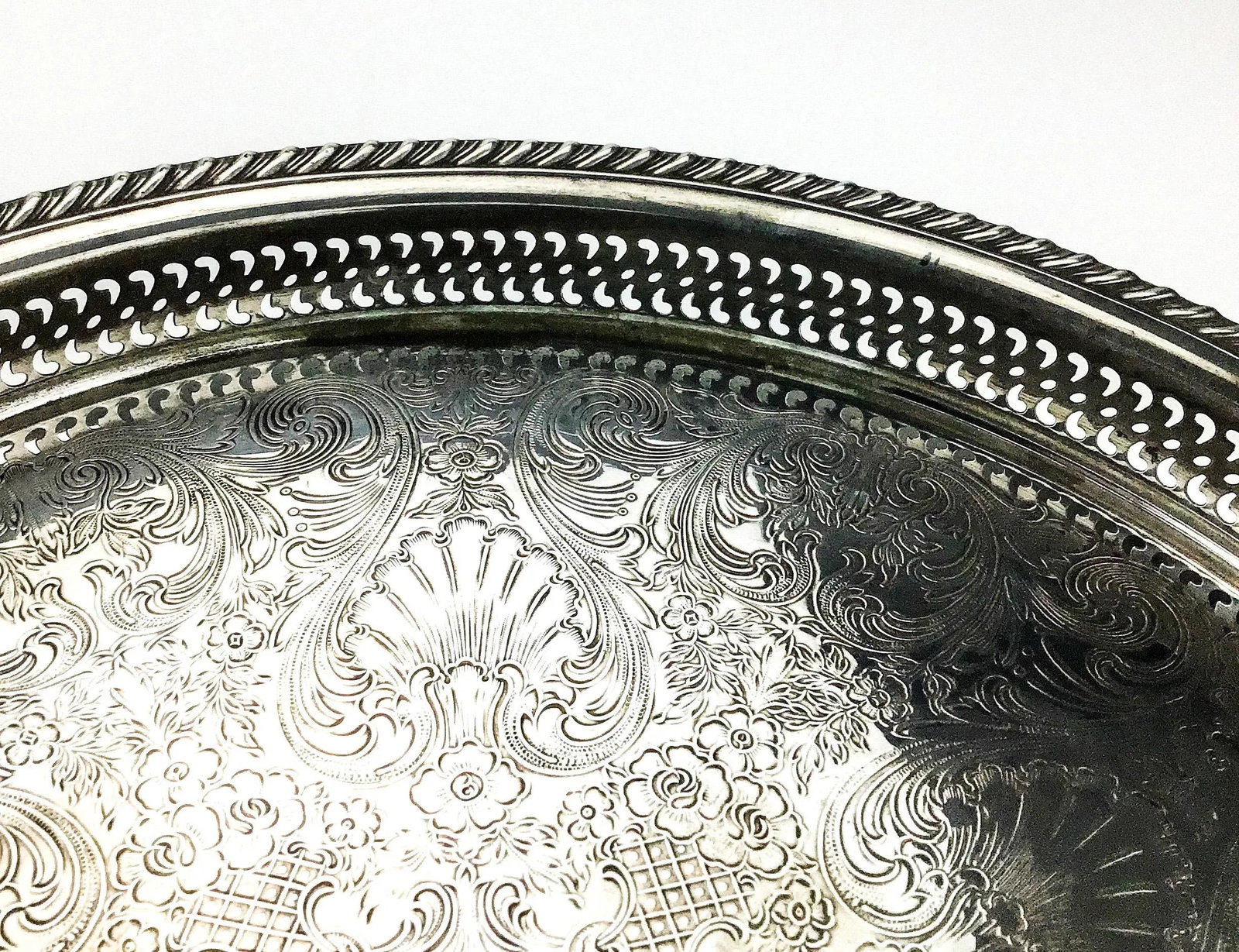 Vintage Silver Plate Turning Lazy Susan Display Tray - 9