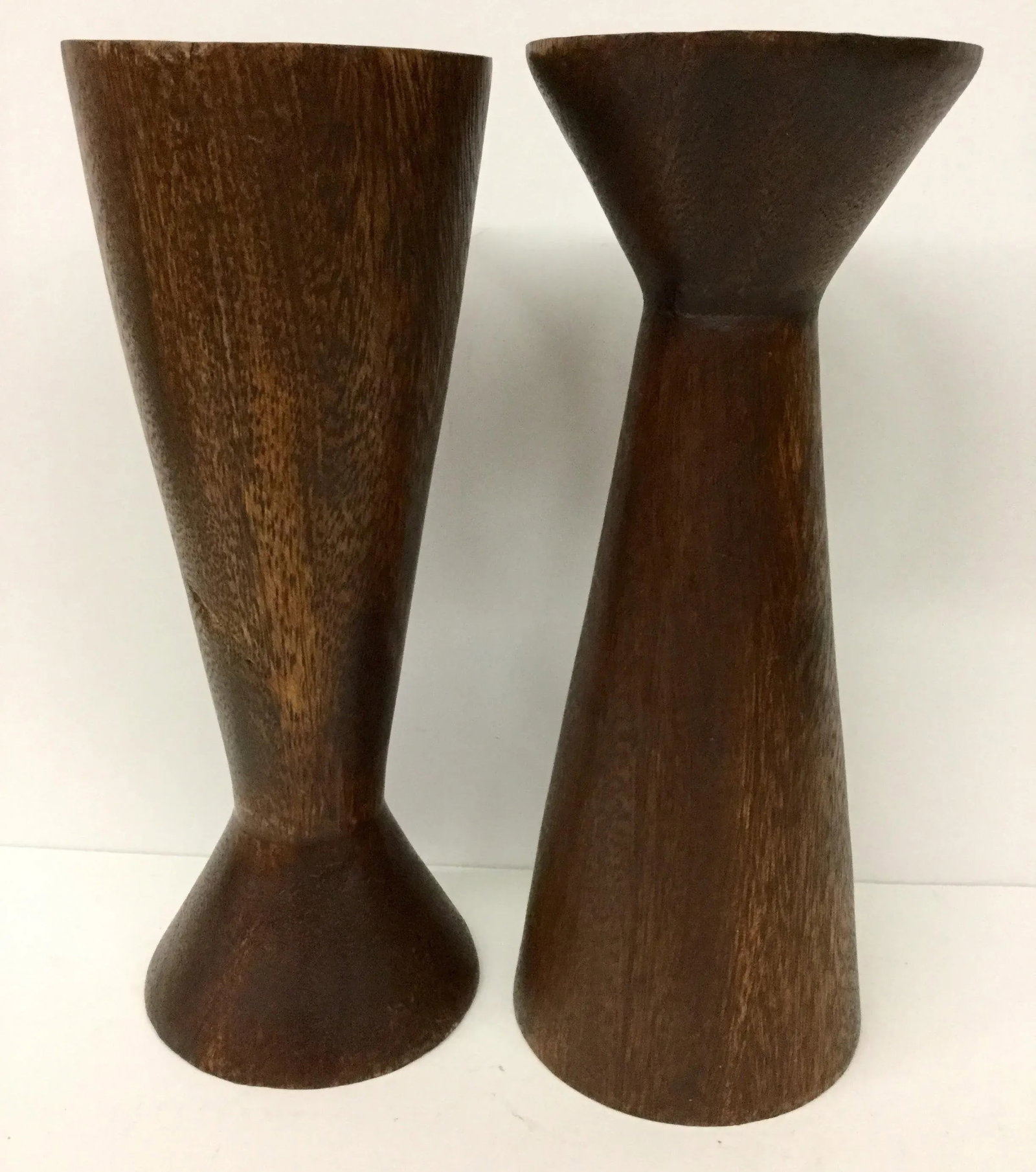 1950s Boho Chic Solid Wood Candle Holders - a Pair - 12