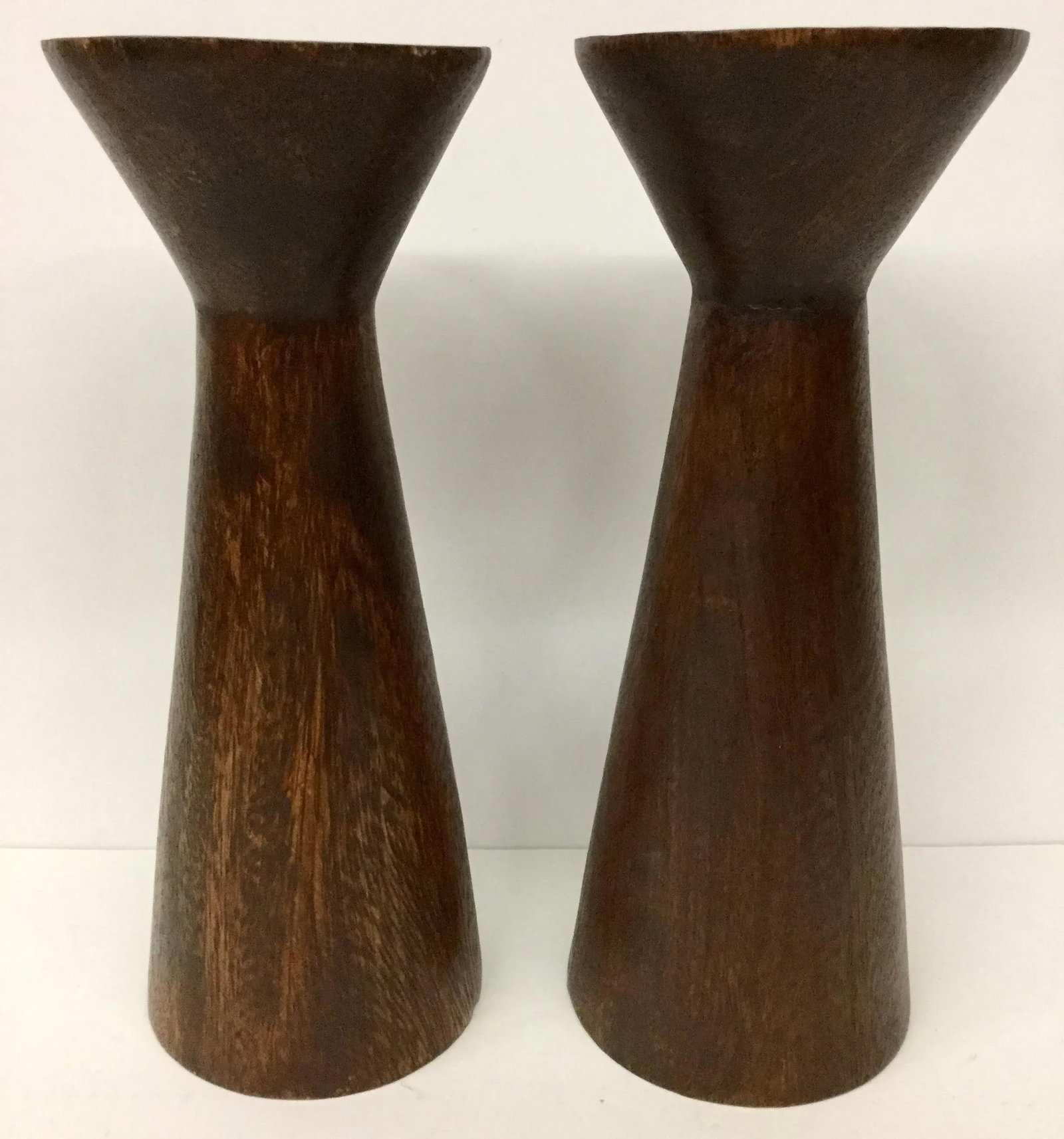 1950s Boho Chic Solid Wood Candle Holders - a Pair - 13