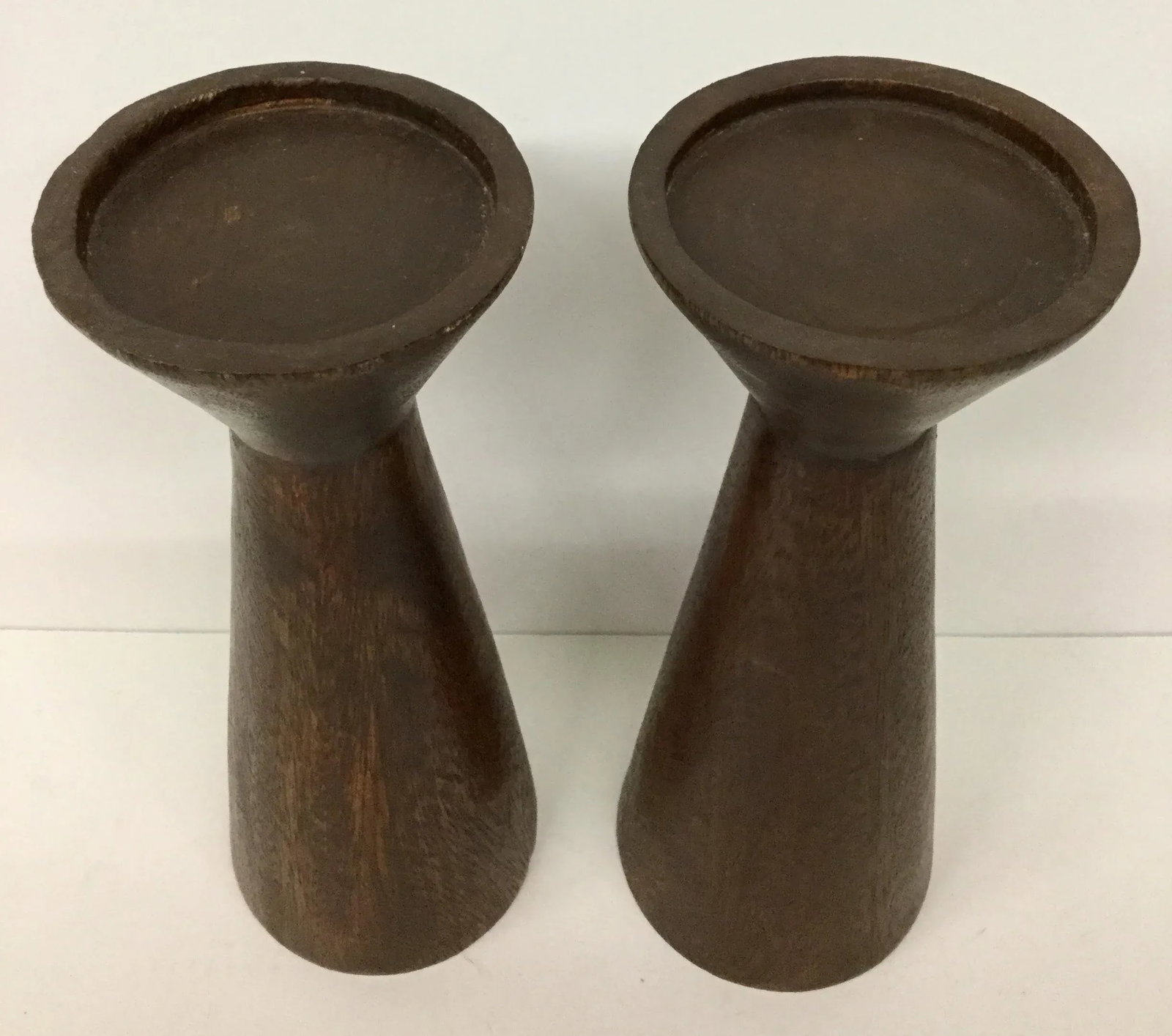 1950s Boho Chic Solid Wood Candle Holders - a Pair - 4