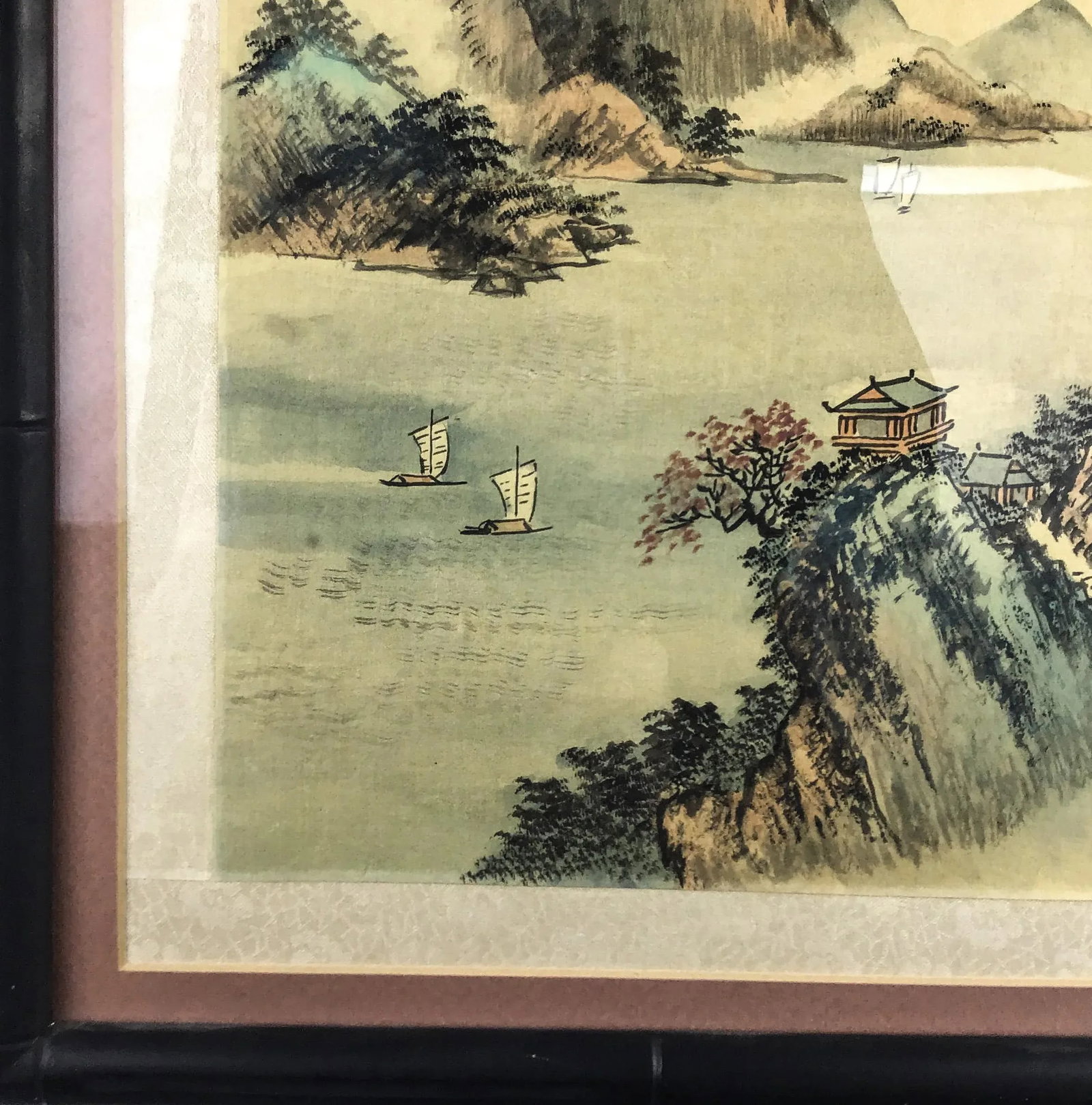 Framed Original Watercolor Paintings Asian Landscapes a Pair - 8