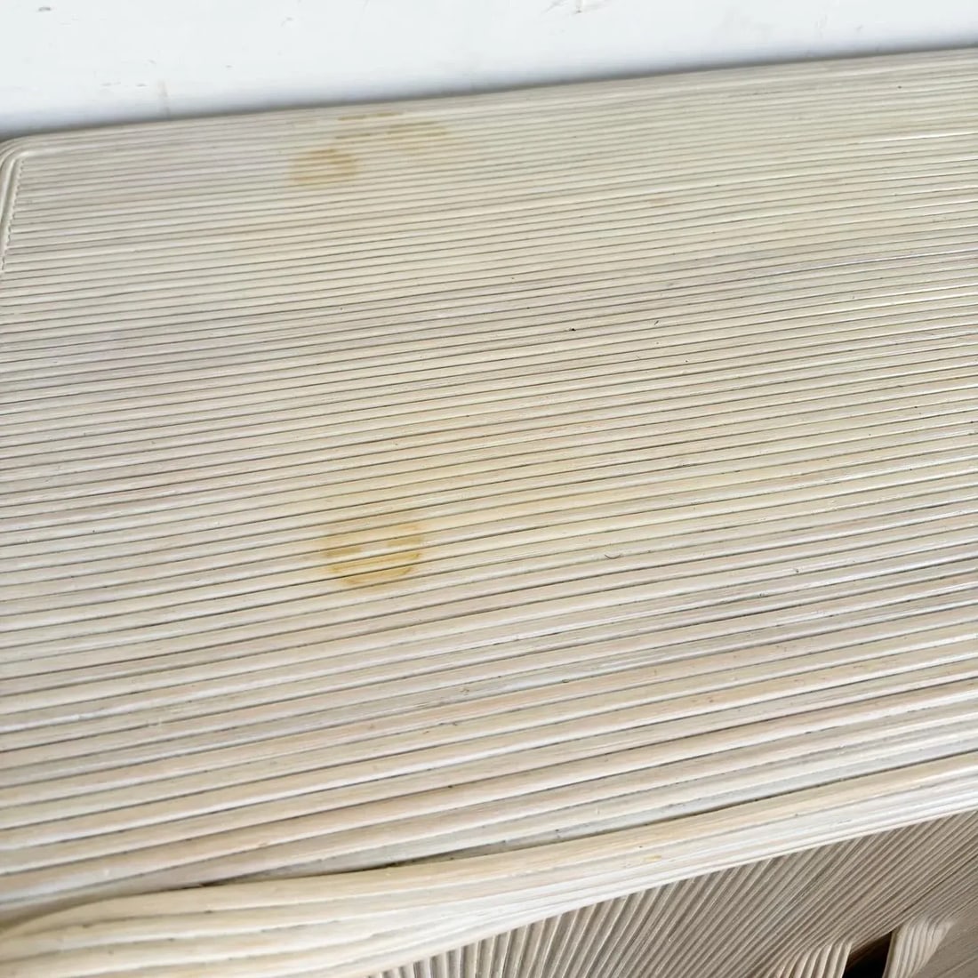 Boho Chic White Washed Ribbon Pencil Reed Cabinet/Sideboard - 4