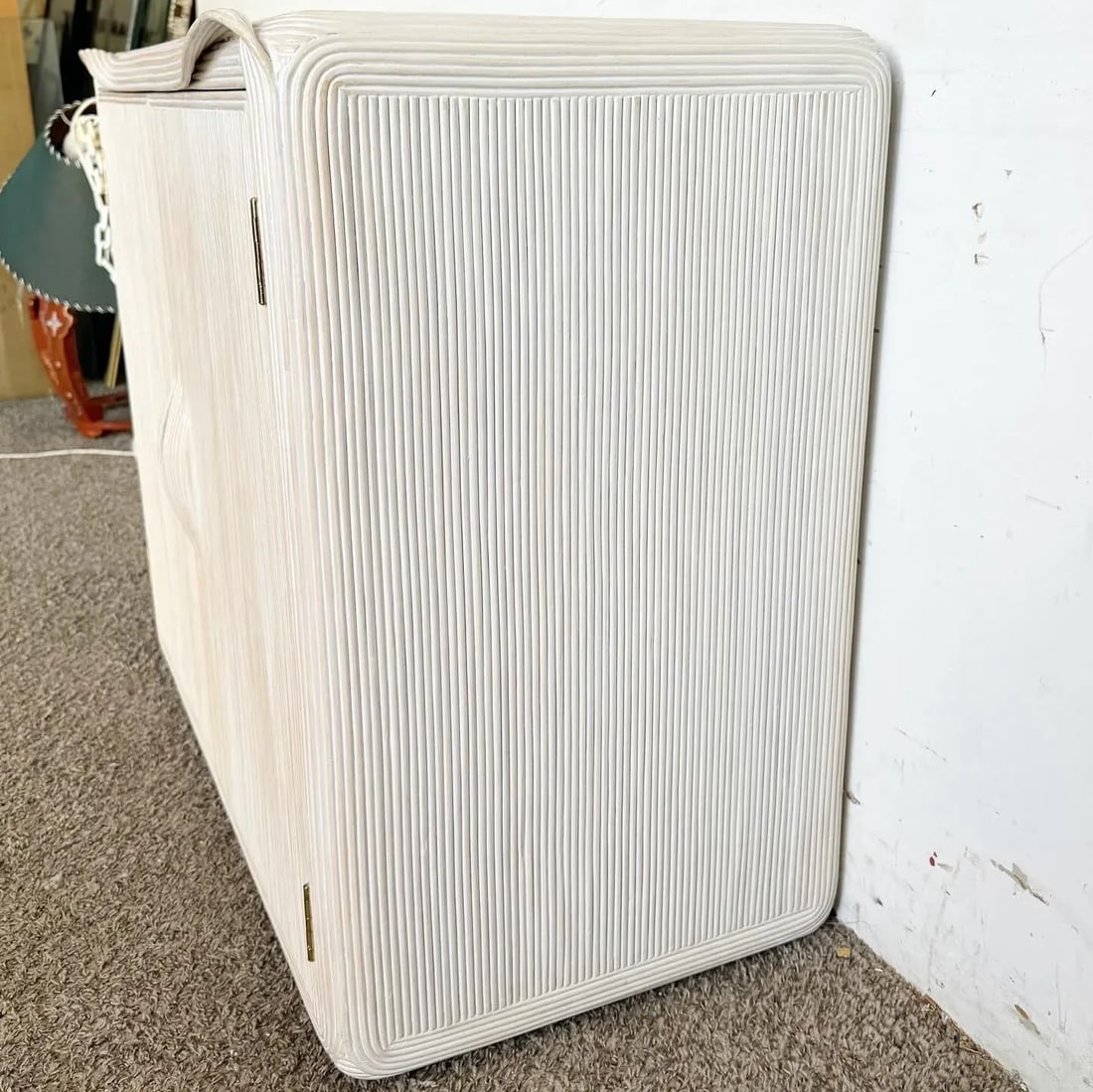 Boho Chic White Washed Ribbon Pencil Reed Cabinet/Sideboard - 8