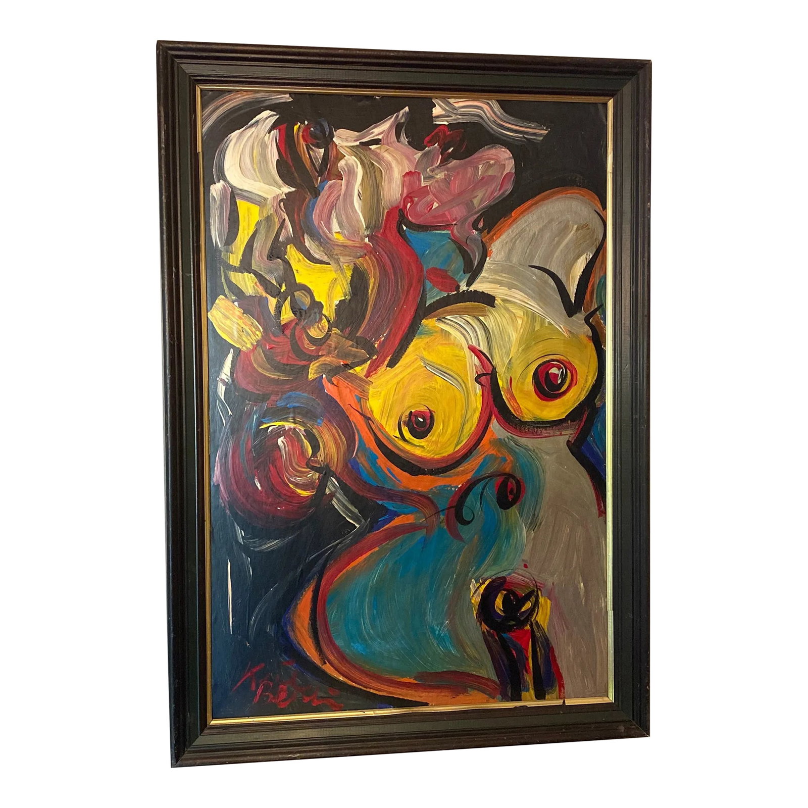 1970s Vintage Abstract Portraiture; Original Painting by Peter Robert Keil, Framed (1 of 11)