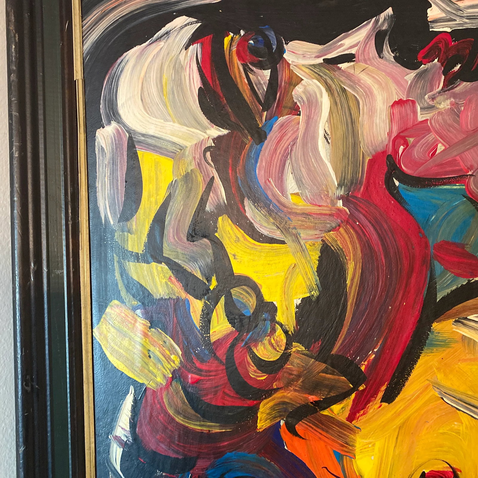 1970s Vintage Abstract Portraiture; Original Painting by Peter Robert Keil, Framed - 2