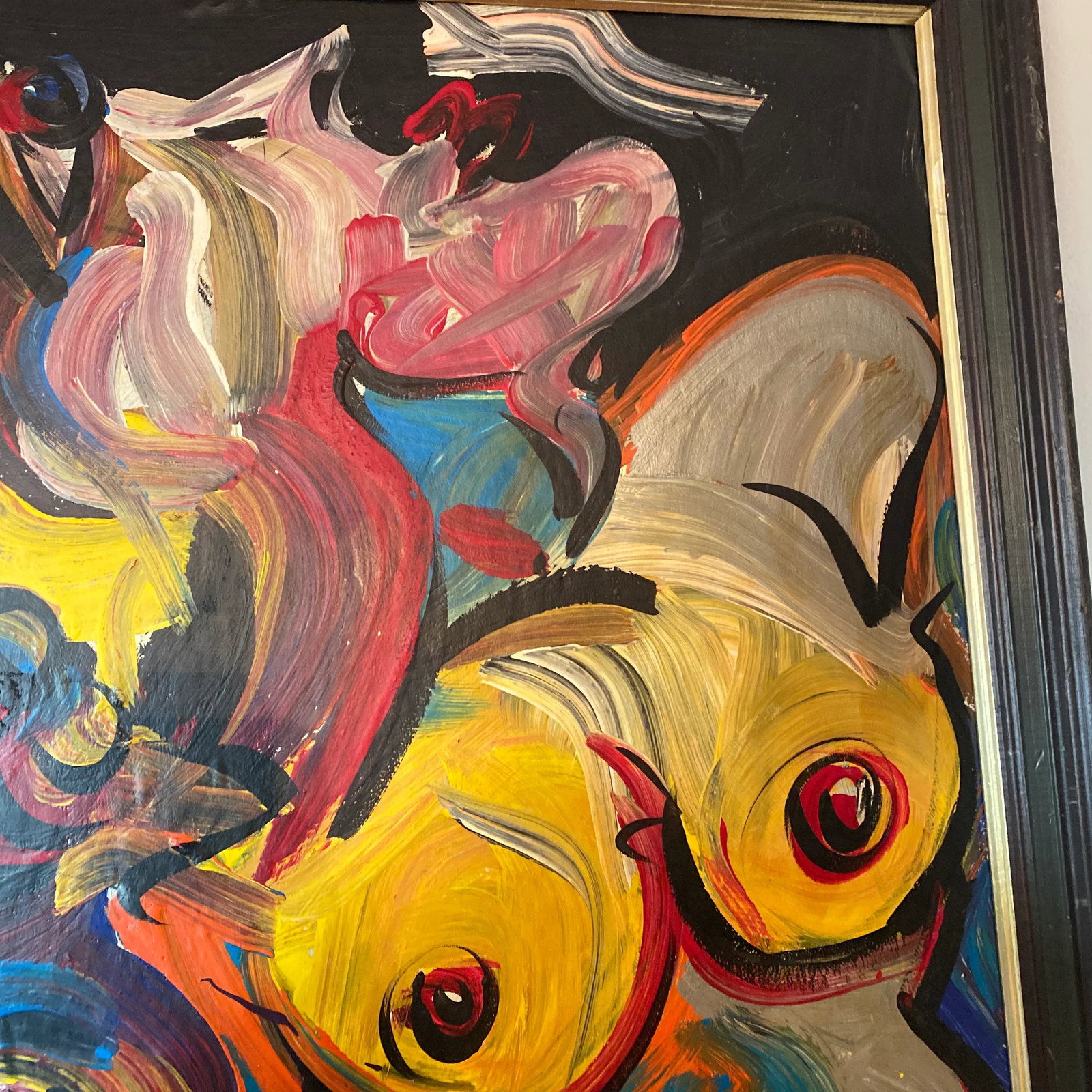 1970s Vintage Abstract Portraiture; Original Painting by Peter Robert Keil, Framed - 3