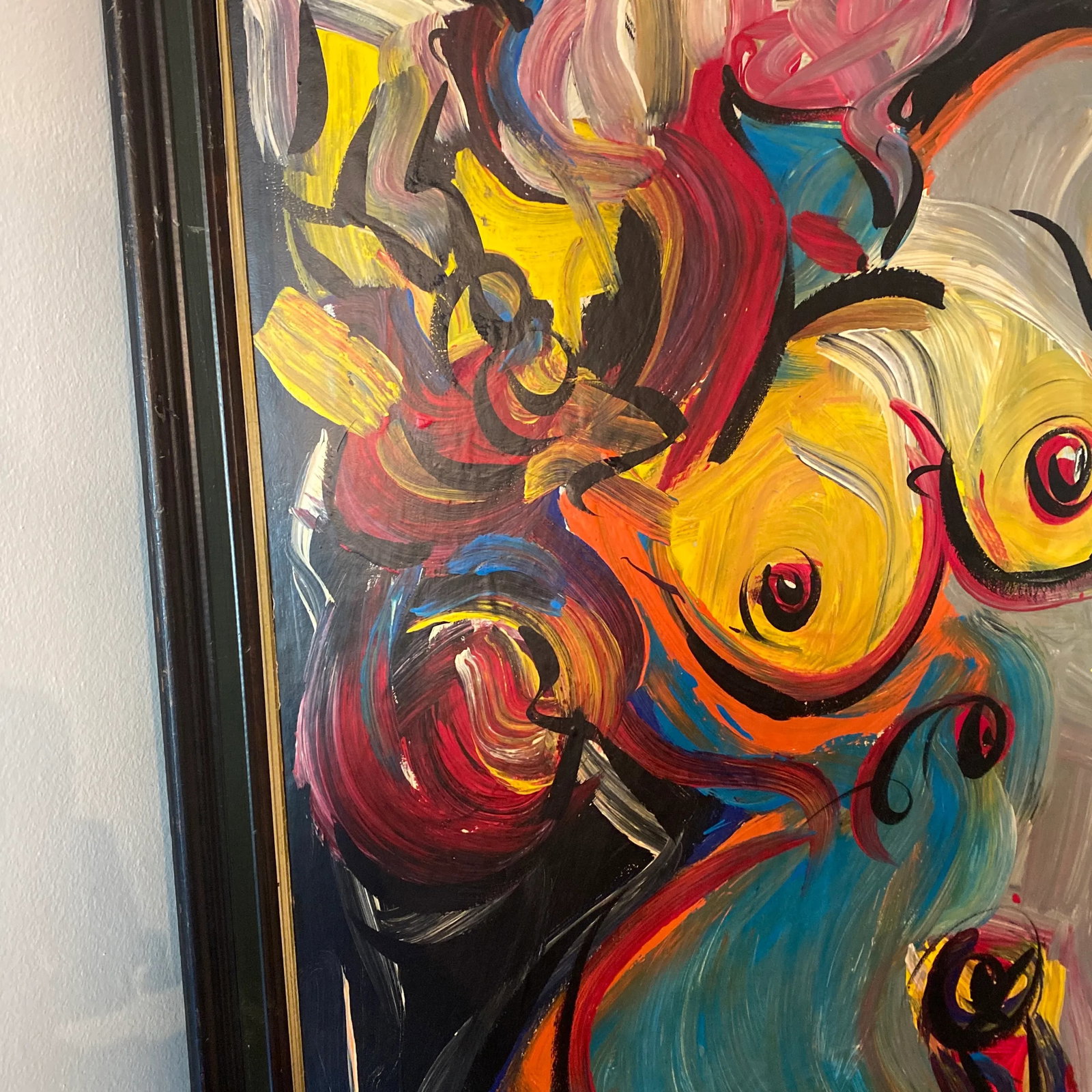 1970s Vintage Abstract Portraiture; Original Painting by Peter Robert Keil, Framed - 4
