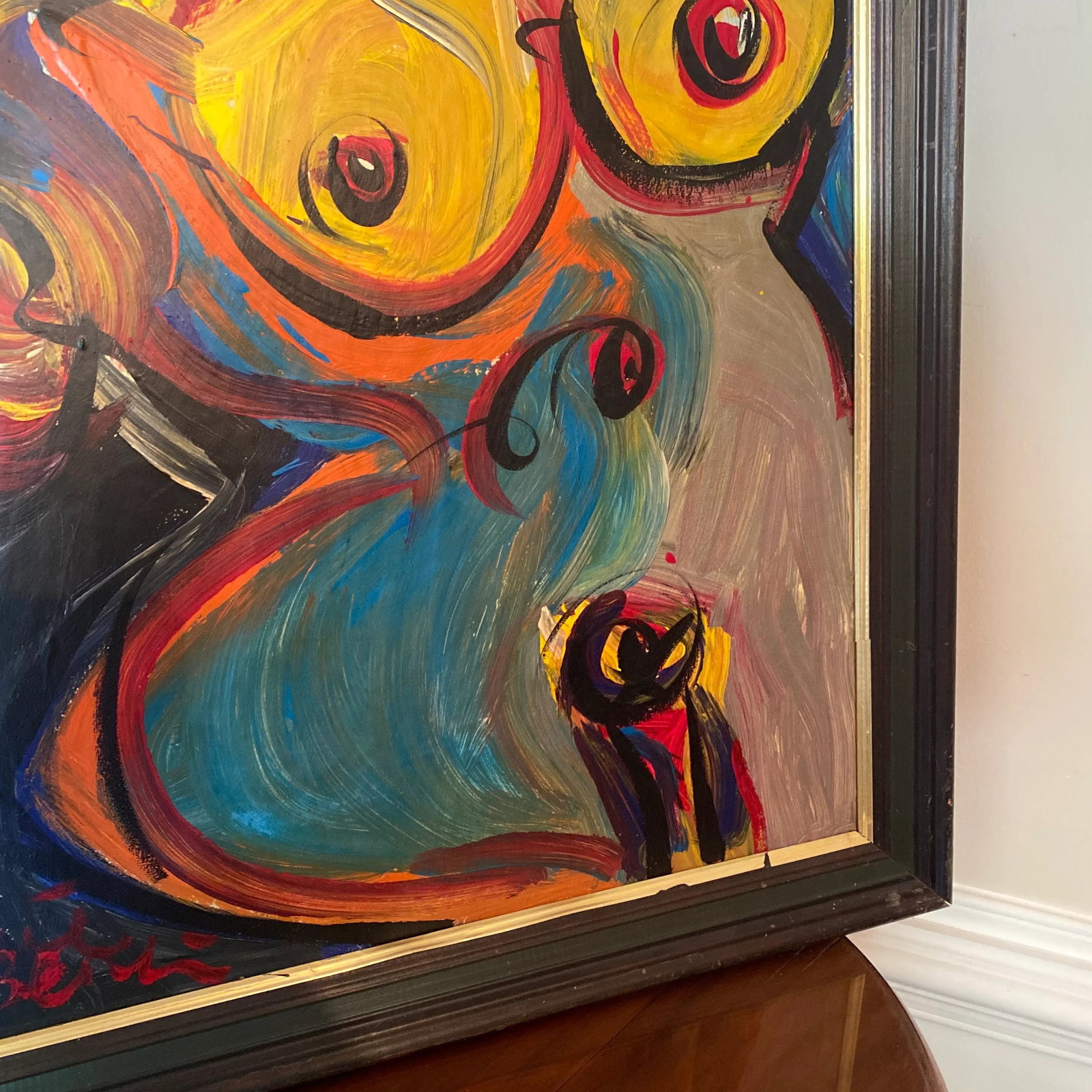 1970s Vintage Abstract Portraiture; Original Painting by Peter Robert Keil, Framed - 5