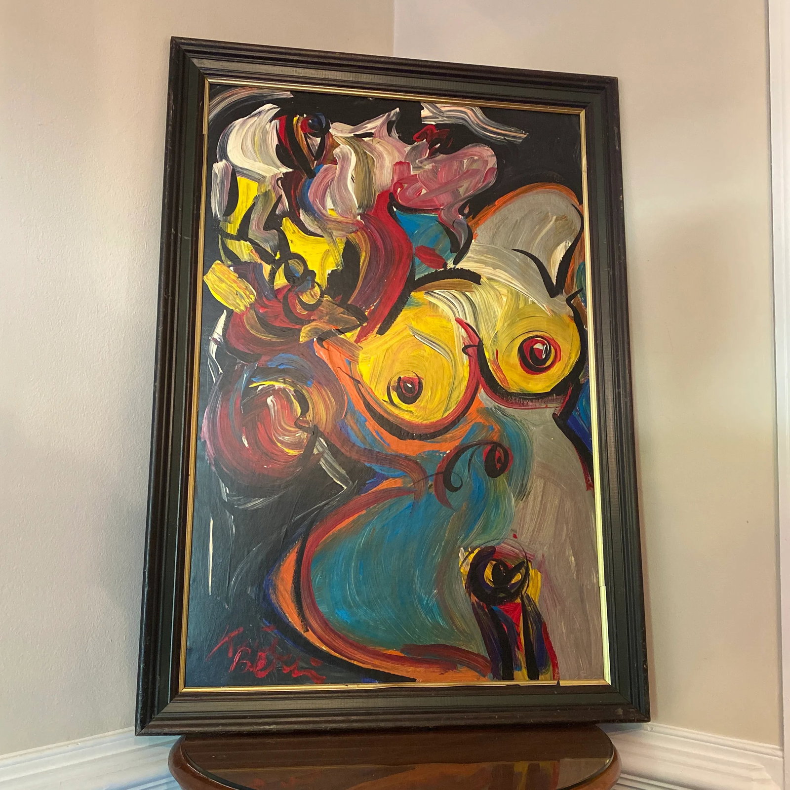 1970s Vintage Abstract Portraiture; Original Painting by Peter Robert Keil, Framed - 8