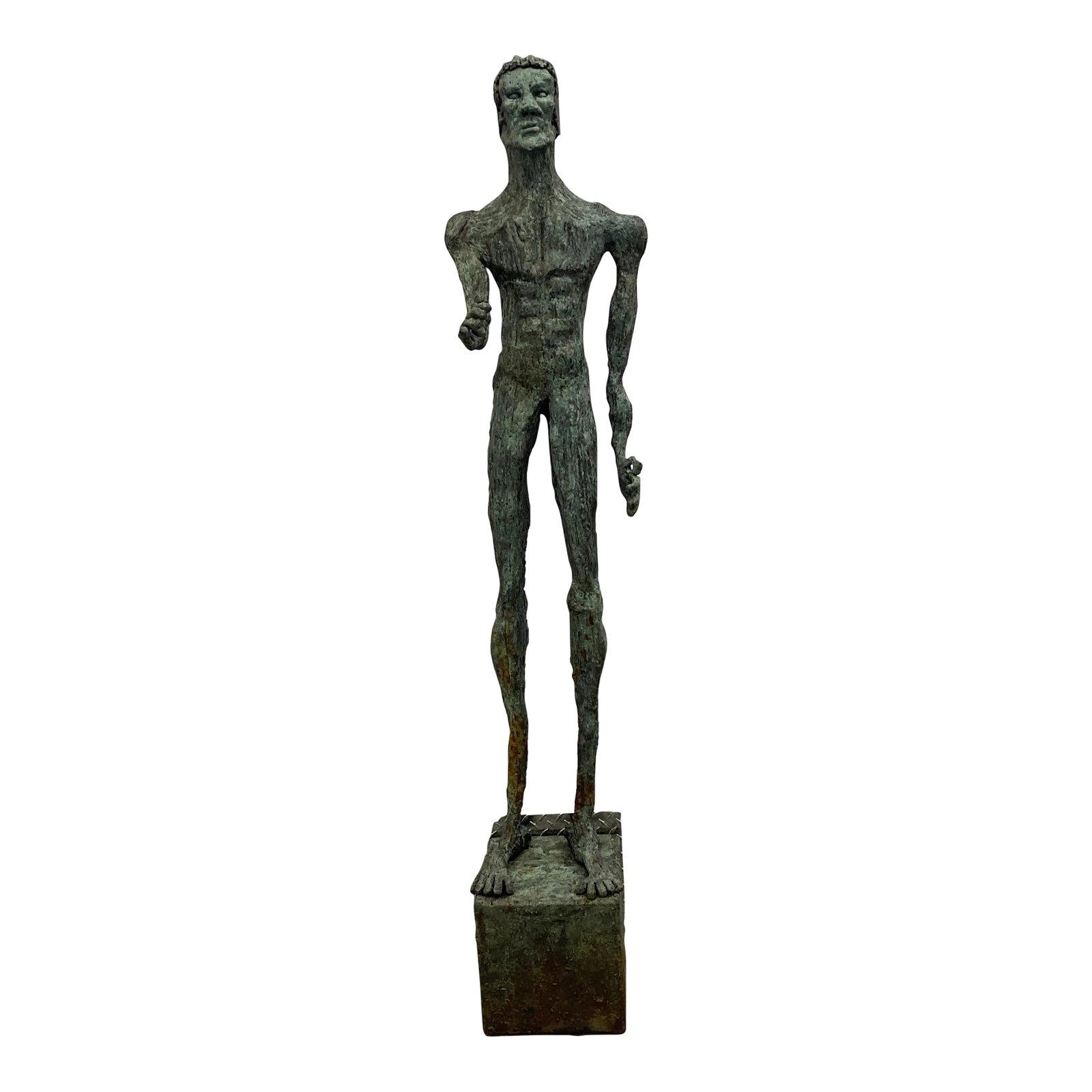 Early 21st Century Bronze Artist Made Brutalist Style Sculpture: Very impressive Artist Made Bronze Sculpture that was Made by a local Atlanta artist Johnny Barandon nice brass and bronze textured sculpture that has an awesome verdigris patina to it! Great size