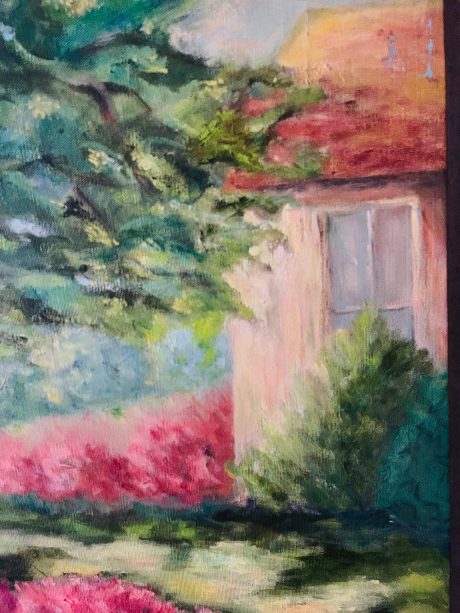 1970s Original Impressionistic Acrylic on Canvas Landscape Painting, Framed - 3