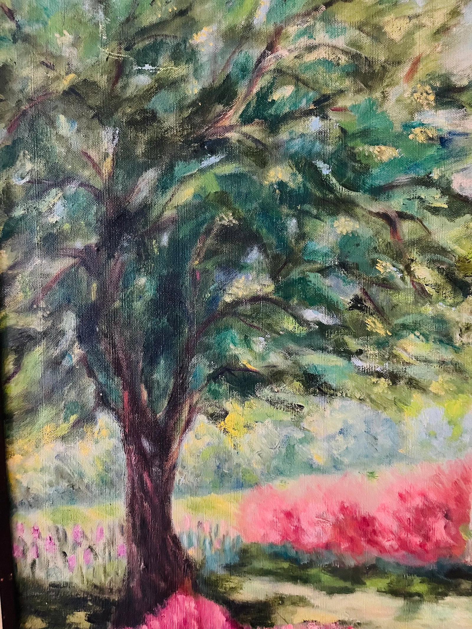 1970s Original Impressionistic Acrylic on Canvas Landscape Painting, Framed - 4