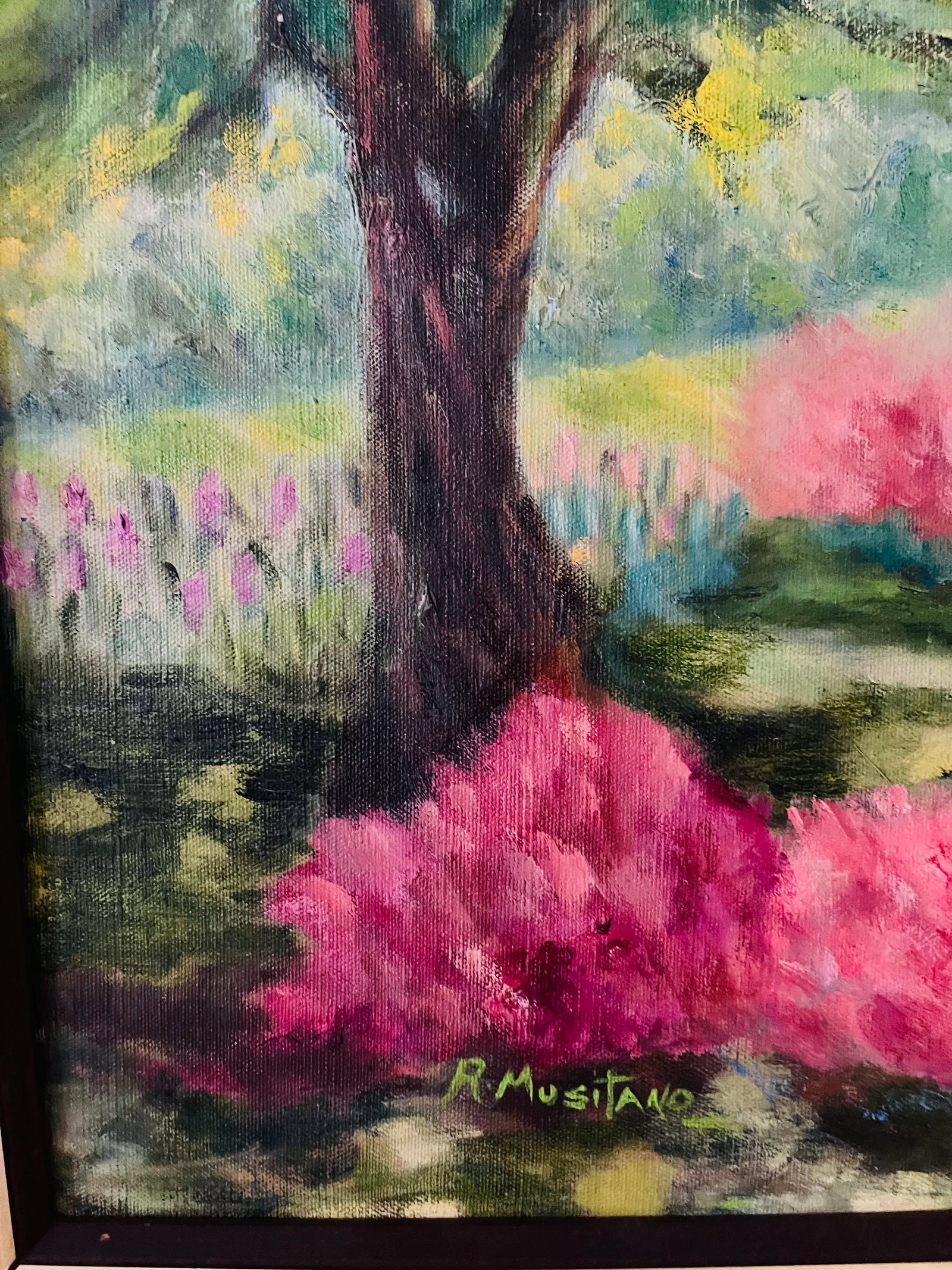 1970s Original Impressionistic Acrylic on Canvas Landscape Painting, Framed - 5