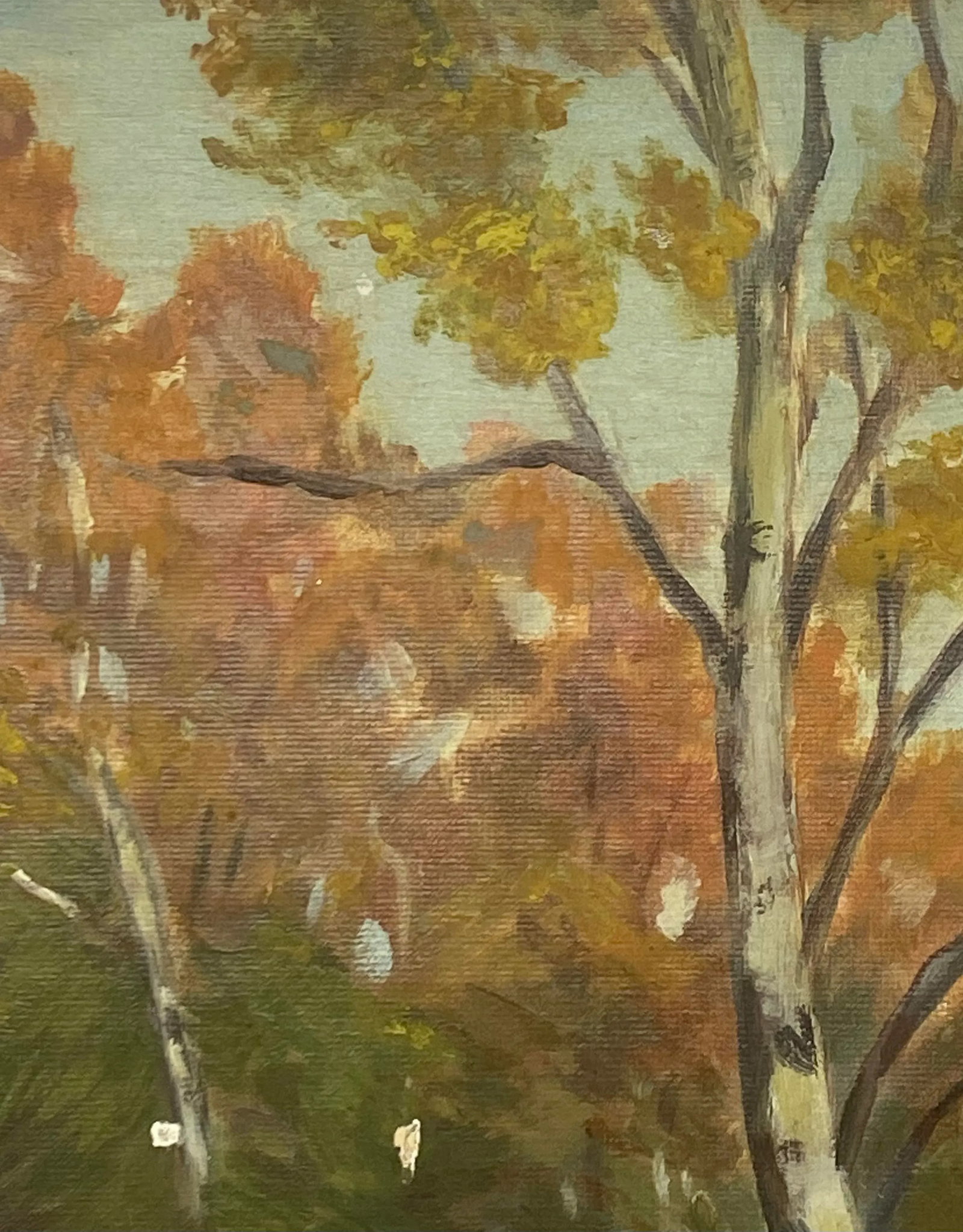Mid 20th Century Gold Wood Framed Oil on Board "Rustic Landscape" by Artist T. H. Hayward - 3