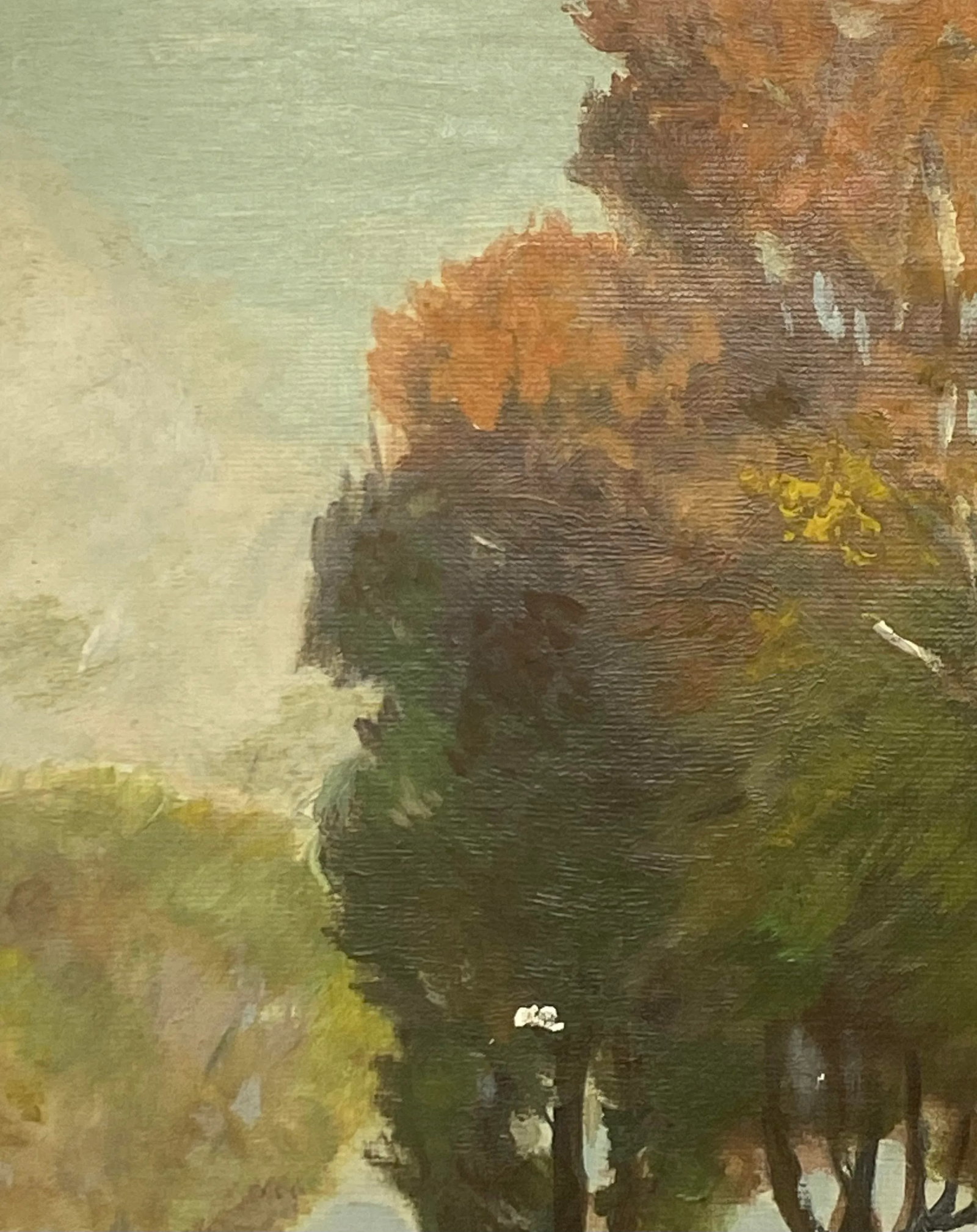 Mid 20th Century Gold Wood Framed Oil on Board "Rustic Landscape" by Artist T. H. Hayward - 4