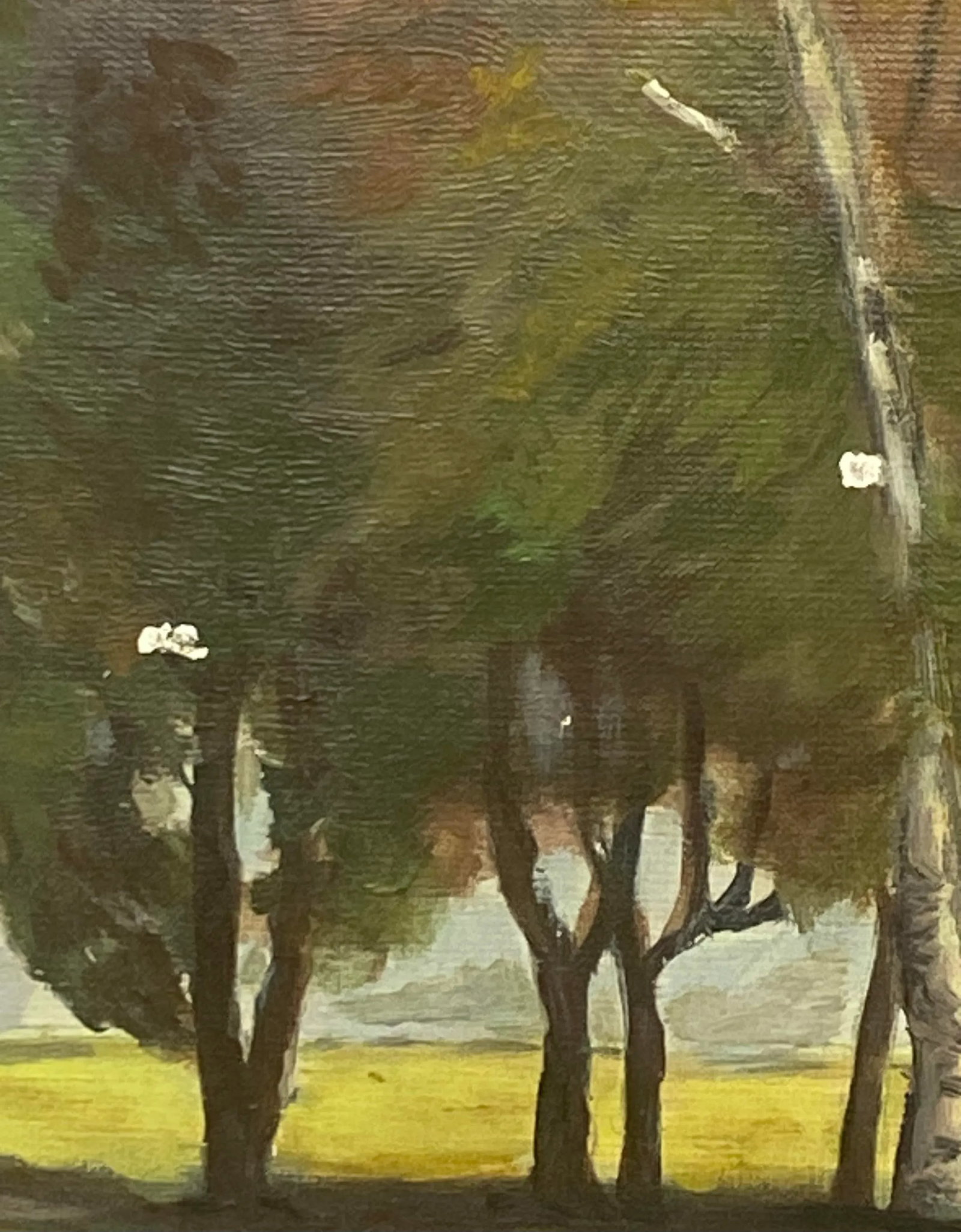 Mid 20th Century Gold Wood Framed Oil on Board "Rustic Landscape" by Artist T. H. Hayward - 5