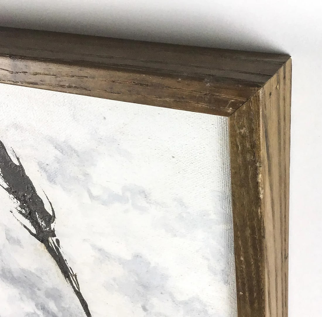 1980's Original Oil Wood Framed Painting Wheat Fields Signed - 3