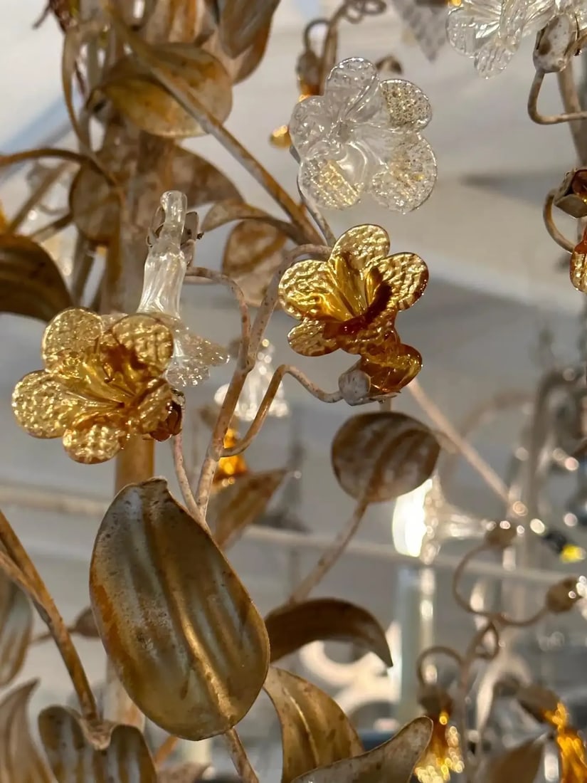 Gorgeous Italian Painted Metal & Murano Glass 8 Arm Chandelier - 7