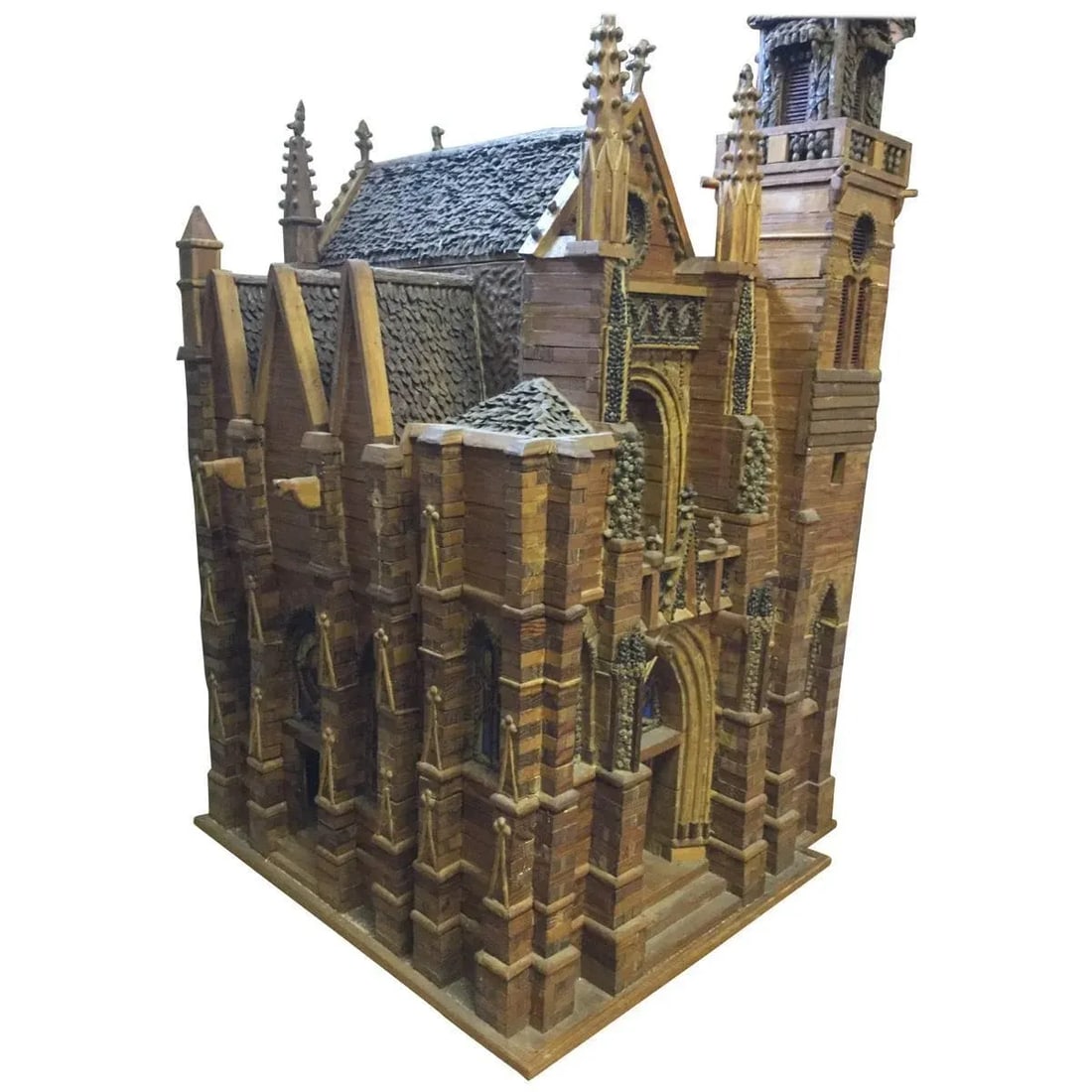 French Folk Art Miniature Cathedral Sculpture Model - 2